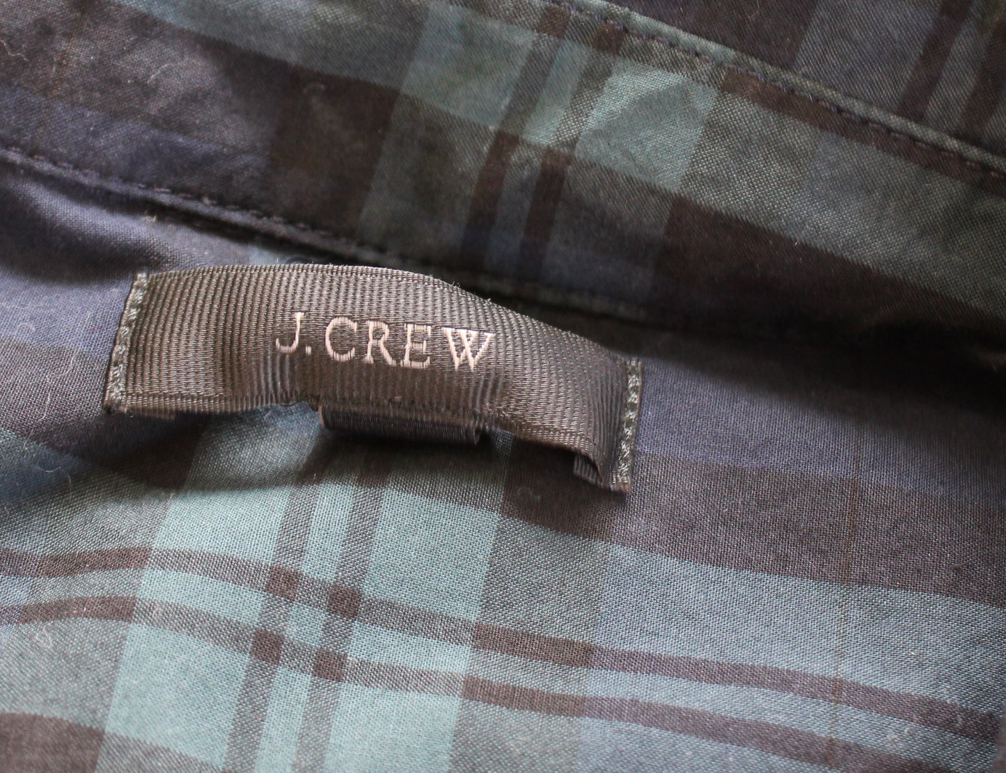 J Crew Plaid Chevron Beaded Embellished Popover Shirt Blouse Green Navy Size 6 Long Sleeve