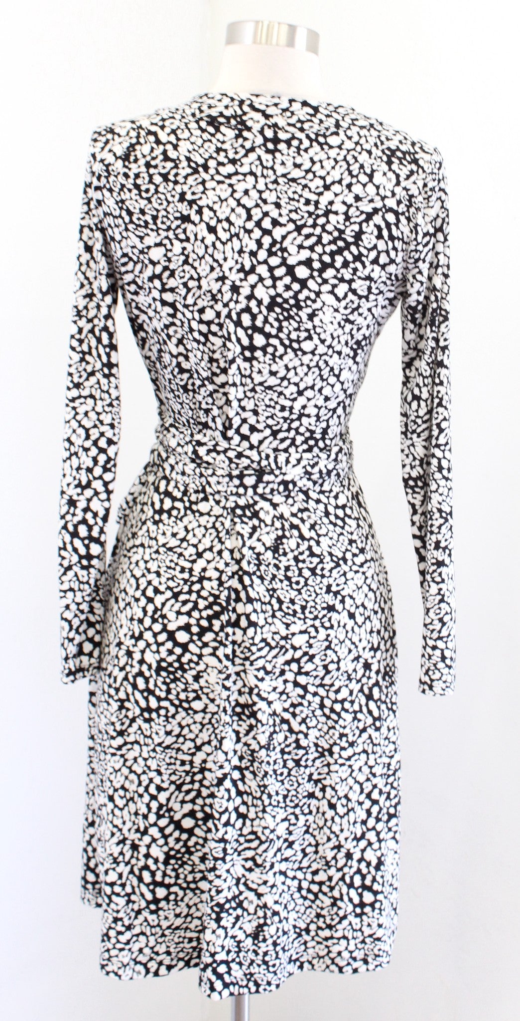 NWT Banana Republic Womens Black White Jersey Leopard Print Wrap Dress Size S