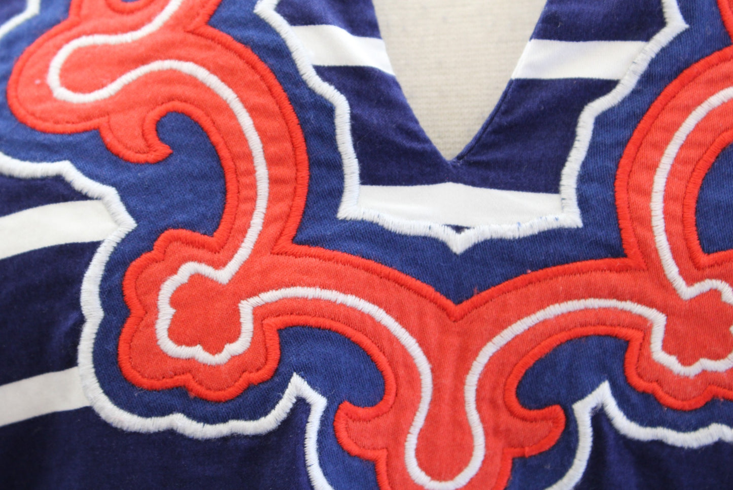 Vineyard Vines Blue White Red Striped Embroidered Split Neck Tunic Dress Size 4