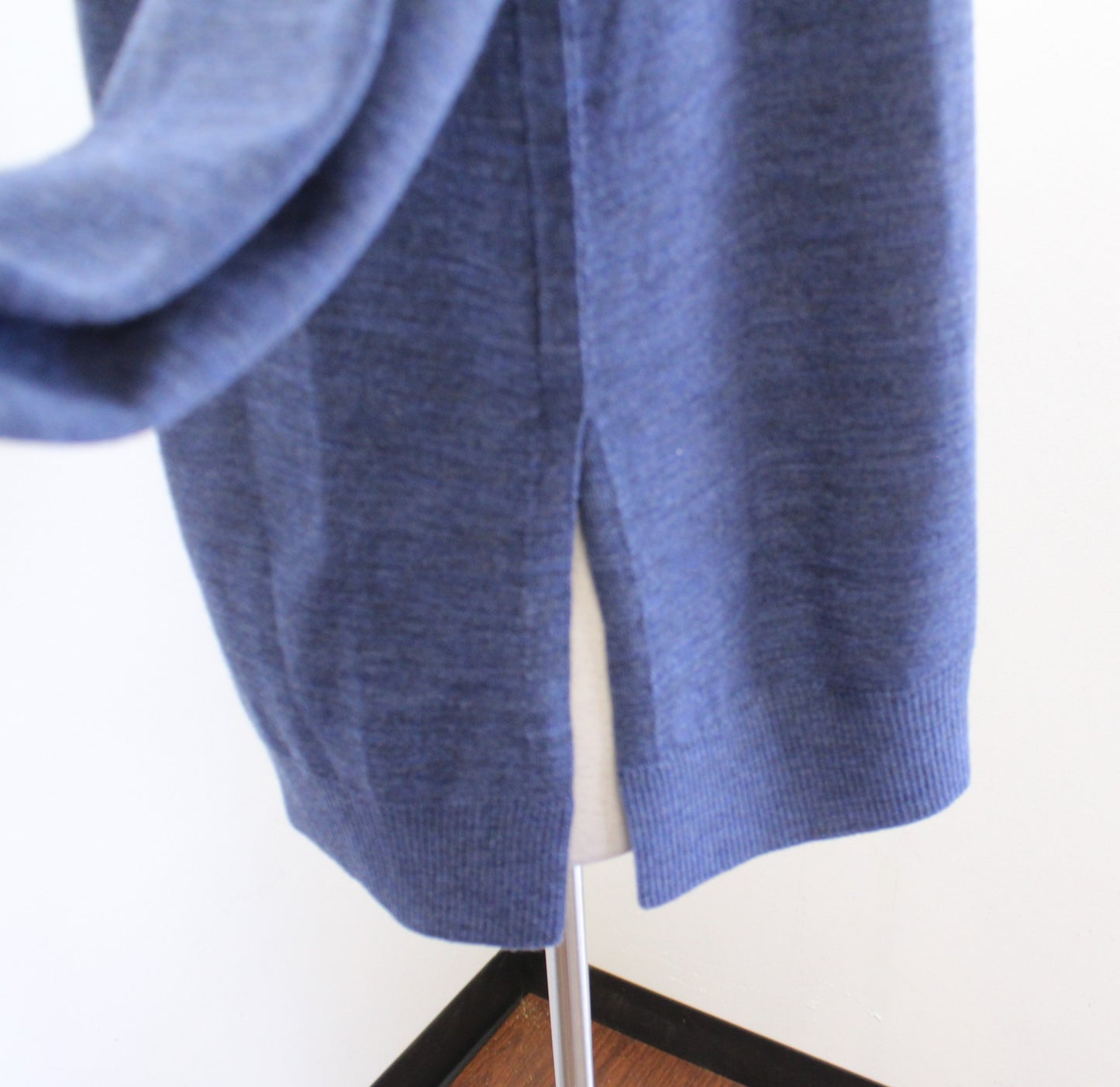 Lafayette 148 New York Blue Wool Blend Zip Front Sweater Jacket Cardigan Size L