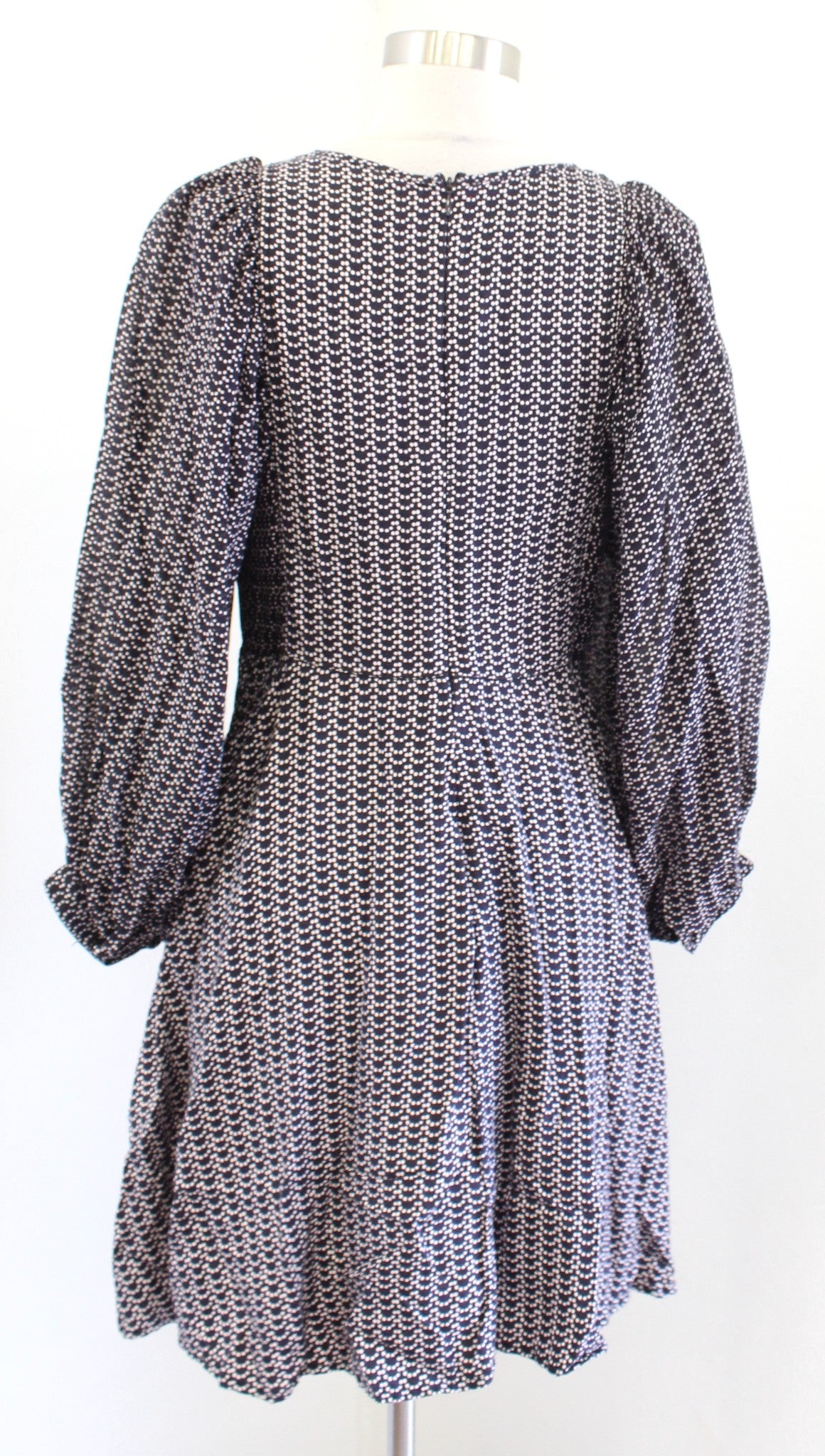 Maeve Anthropologie Nilaya Navy Printed Balloon Sleeve A Line Dress Size S Linen