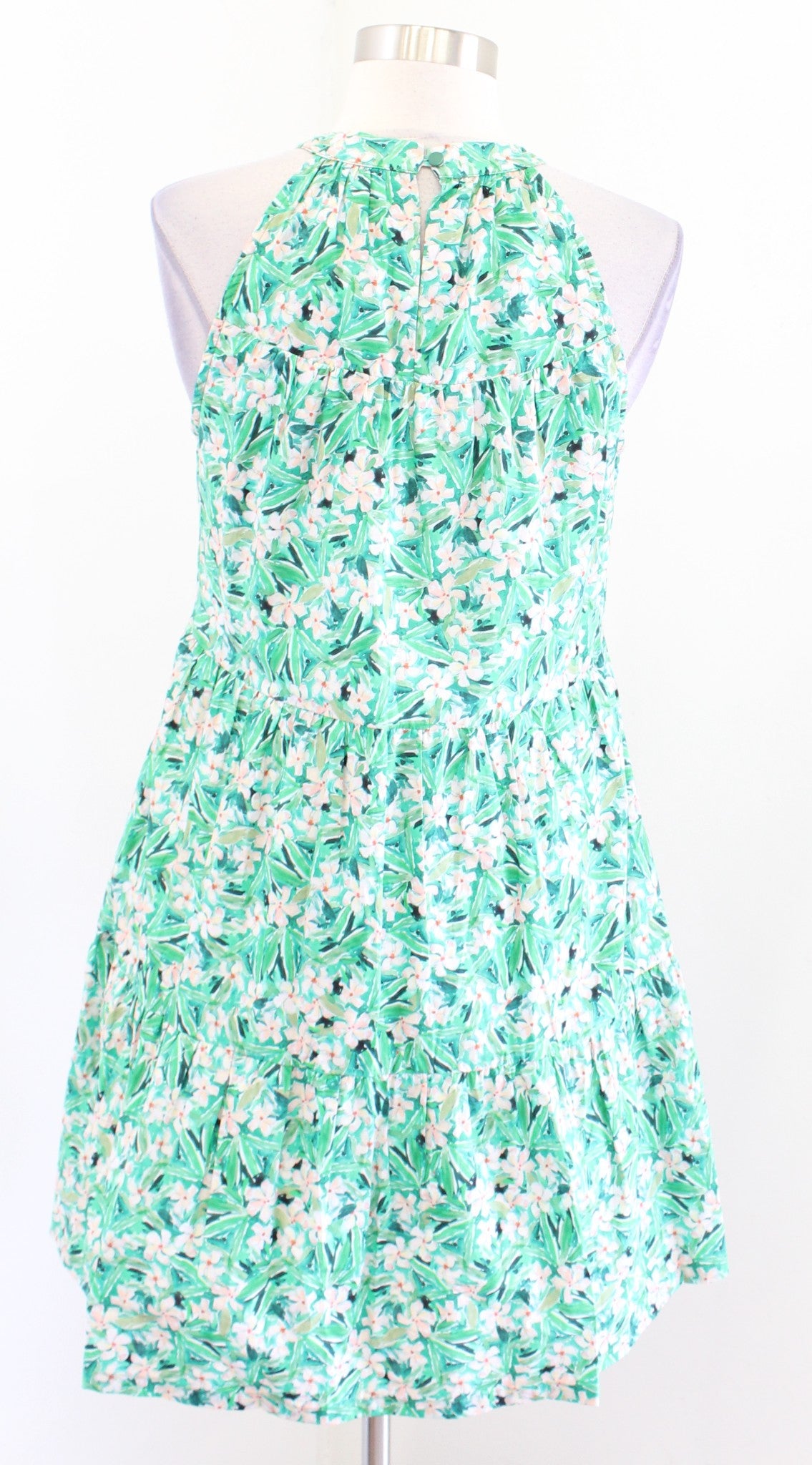 NWT Jade Melody Tam Green Floral Print Tiered Halter Dress Size XS Linen Casual