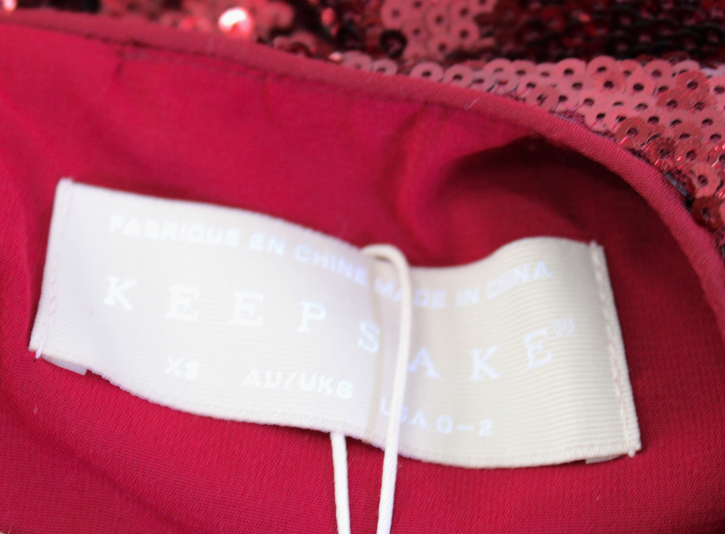 NWT Keepsake Farewell Ruby Red Sequin Midi Dress Size XS US 0 - 2 Puff Sleeve