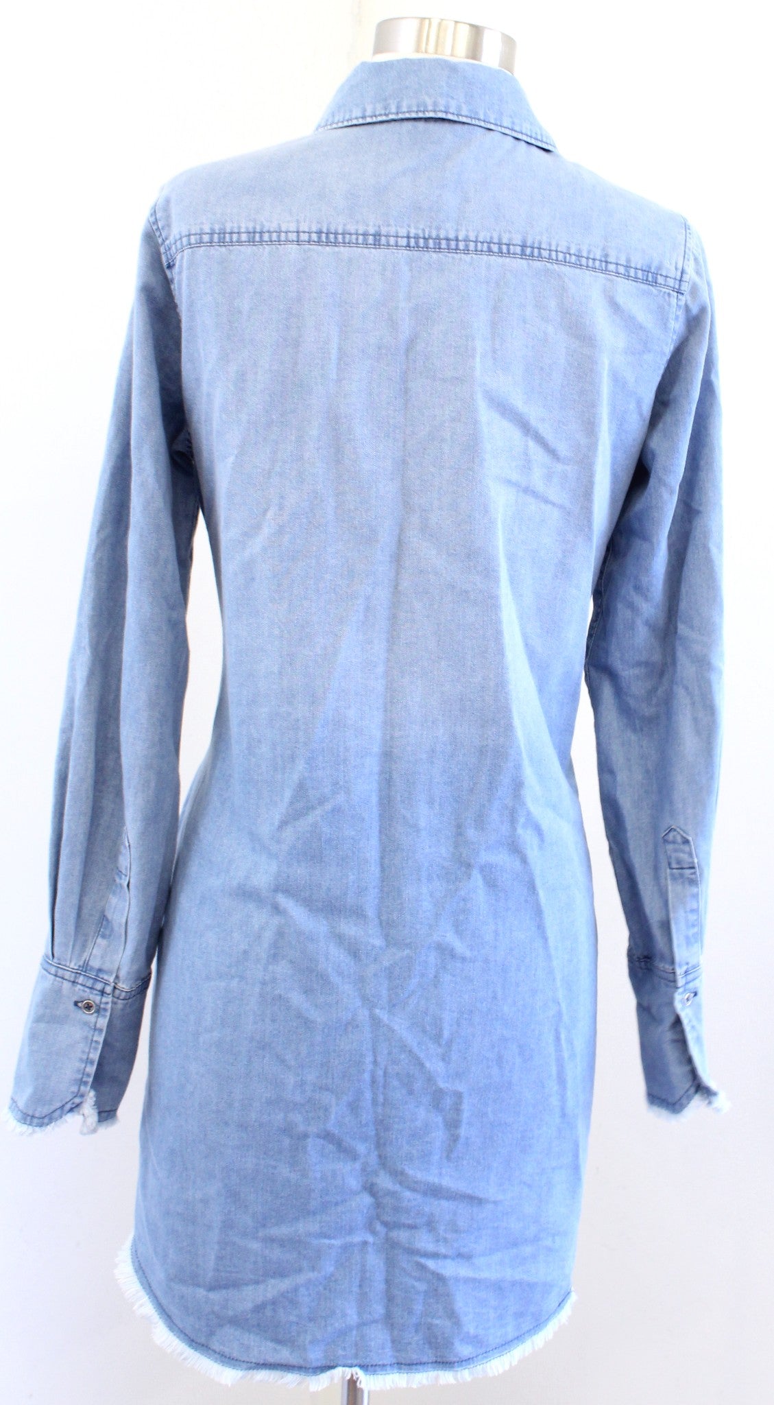 Paige Womens Clemence Chambray Button Front Tie Waist Shirt Dress Size S Fringe