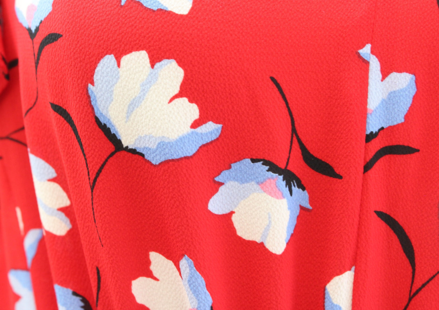 Talbots Womens Red Floral Print Flounce Hem Casual Dress Size 8 Black Blue