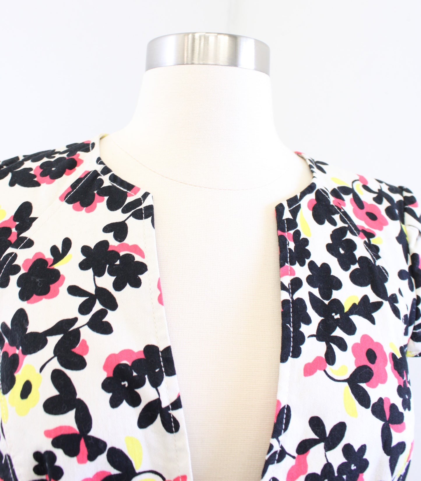 Elevenses Anthropologie Dahlia Off White Floral Cap Sleeve Blazer Jacket Size 0