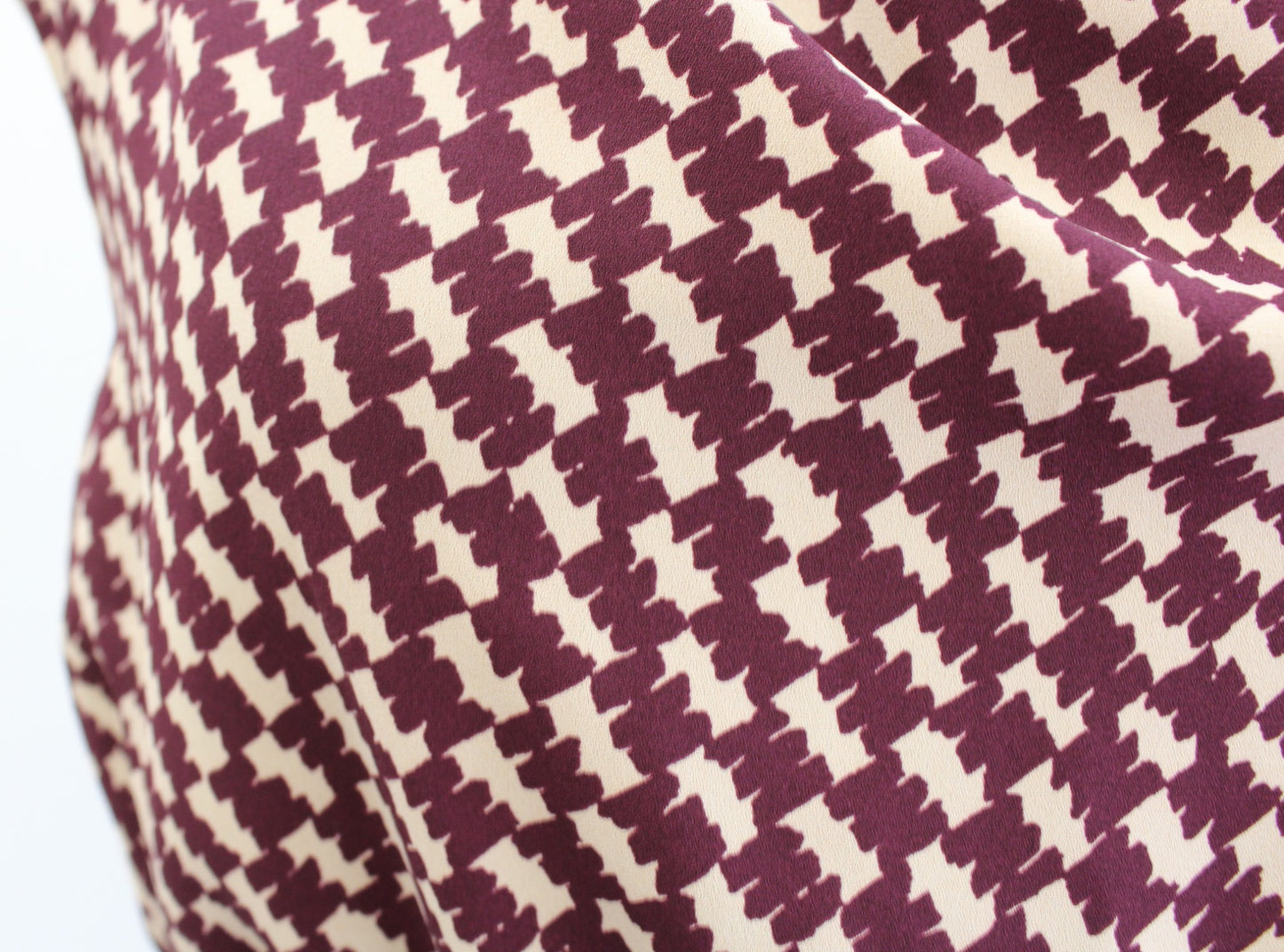 Ann Taylor Maroon Houndstooth Print Blouson Flared Midi Dress Size 00 A Line