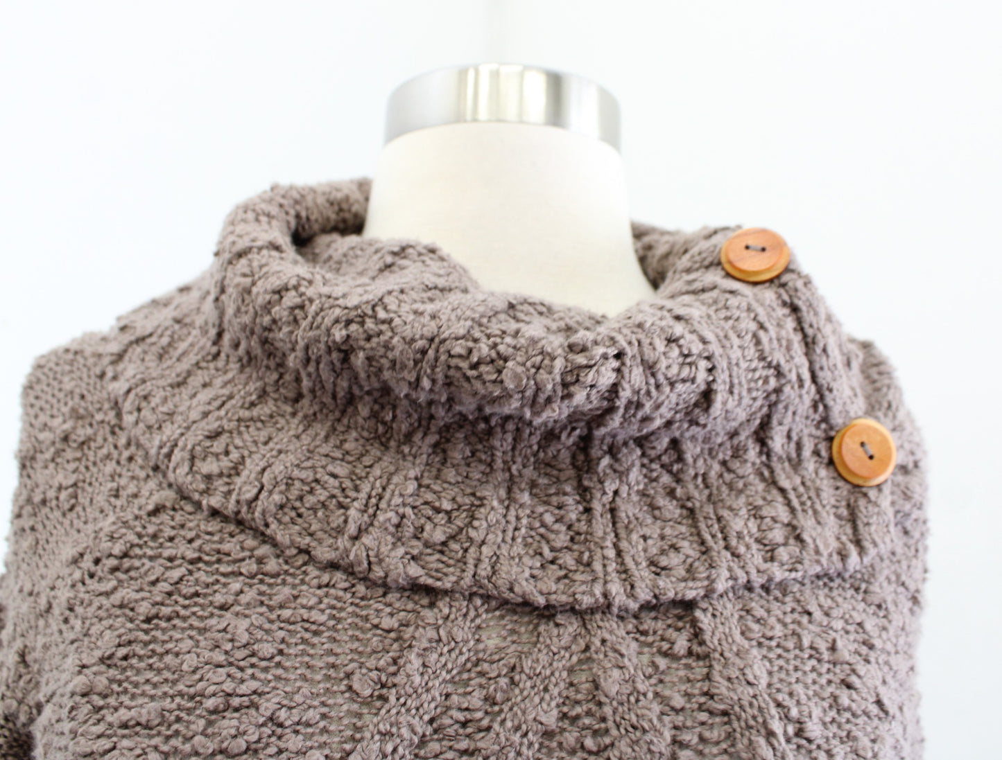Moth Anthropologie Brown Boucle Knit Cowl Neck Tunic Sweater Size XS Pullover