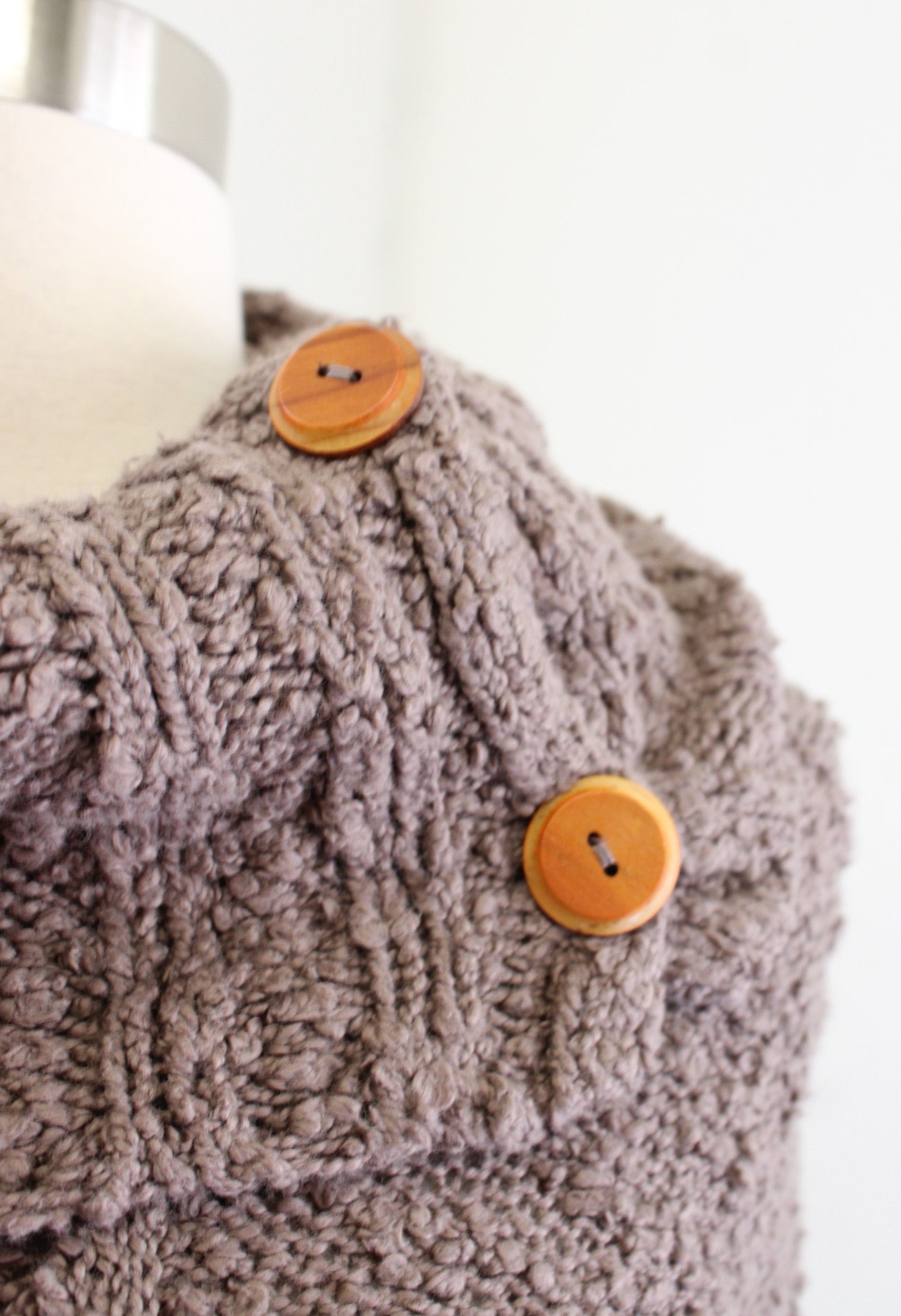 Moth Anthropologie Brown Boucle Knit Cowl Neck Tunic Sweater Size XS Pullover