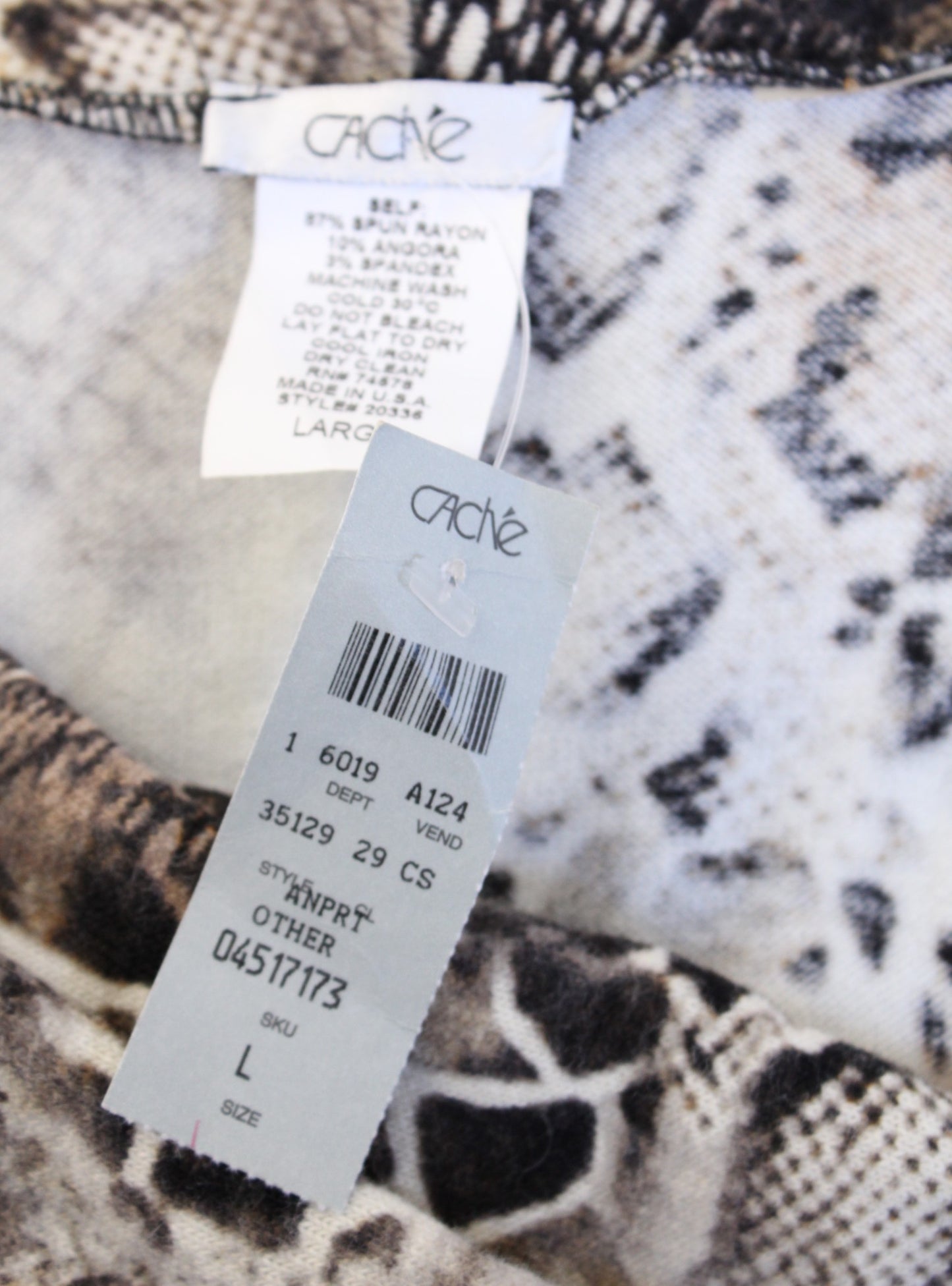 NWT Cache Animal Cheetah Print Cowl Neck Tunic Sweater / Mini Dress Sz L Angora