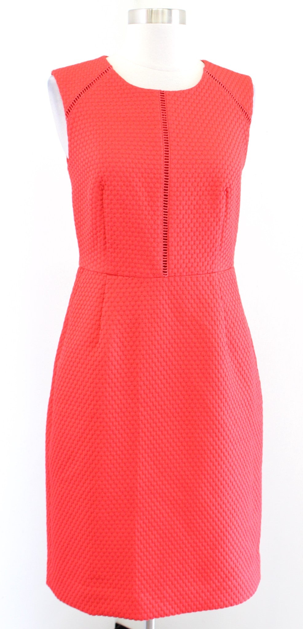 J Crew Womens Red Portfolio Textured Ladder Trim Sheath Dress Size 4 Career