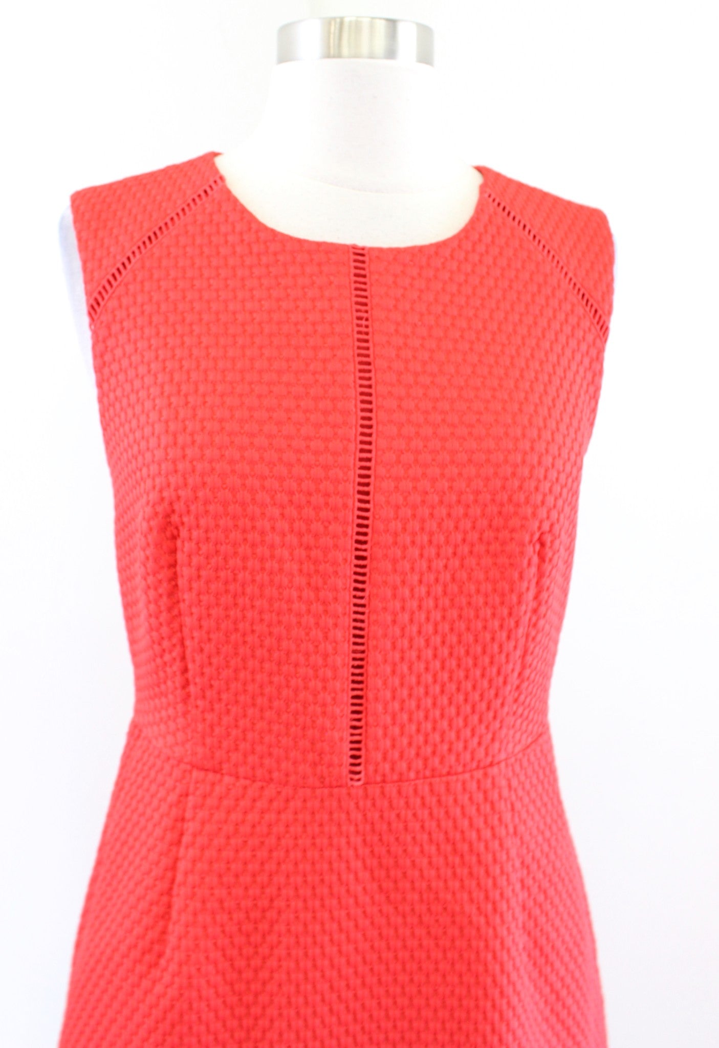 J Crew Womens Red Portfolio Textured Ladder Trim Sheath Dress Size 4 Career