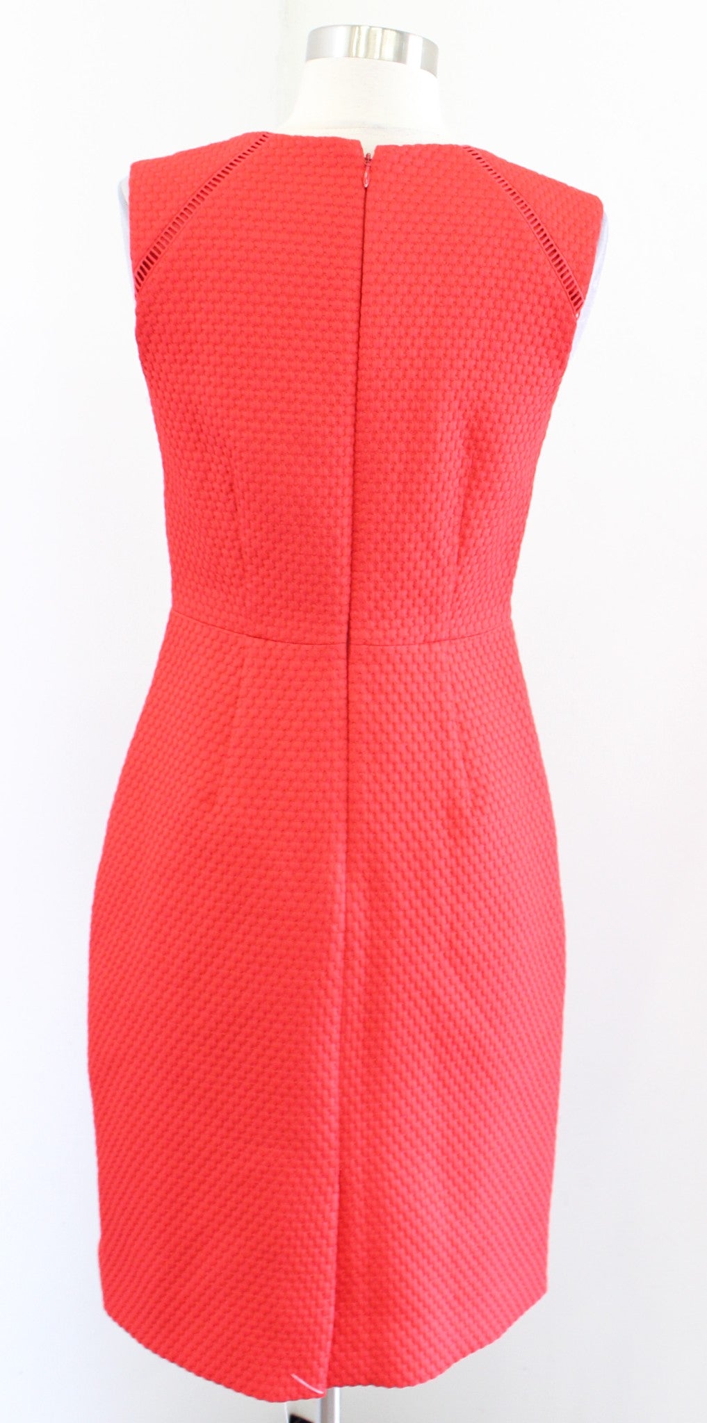 J Crew Womens Red Portfolio Textured Ladder Trim Sheath Dress Size 4 Career