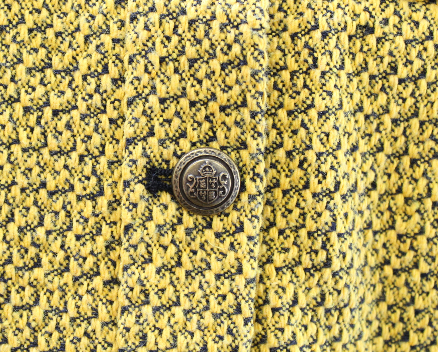 Zara Womens Yellow Black Textured Tweed Cropped Blazer Jacket Size L