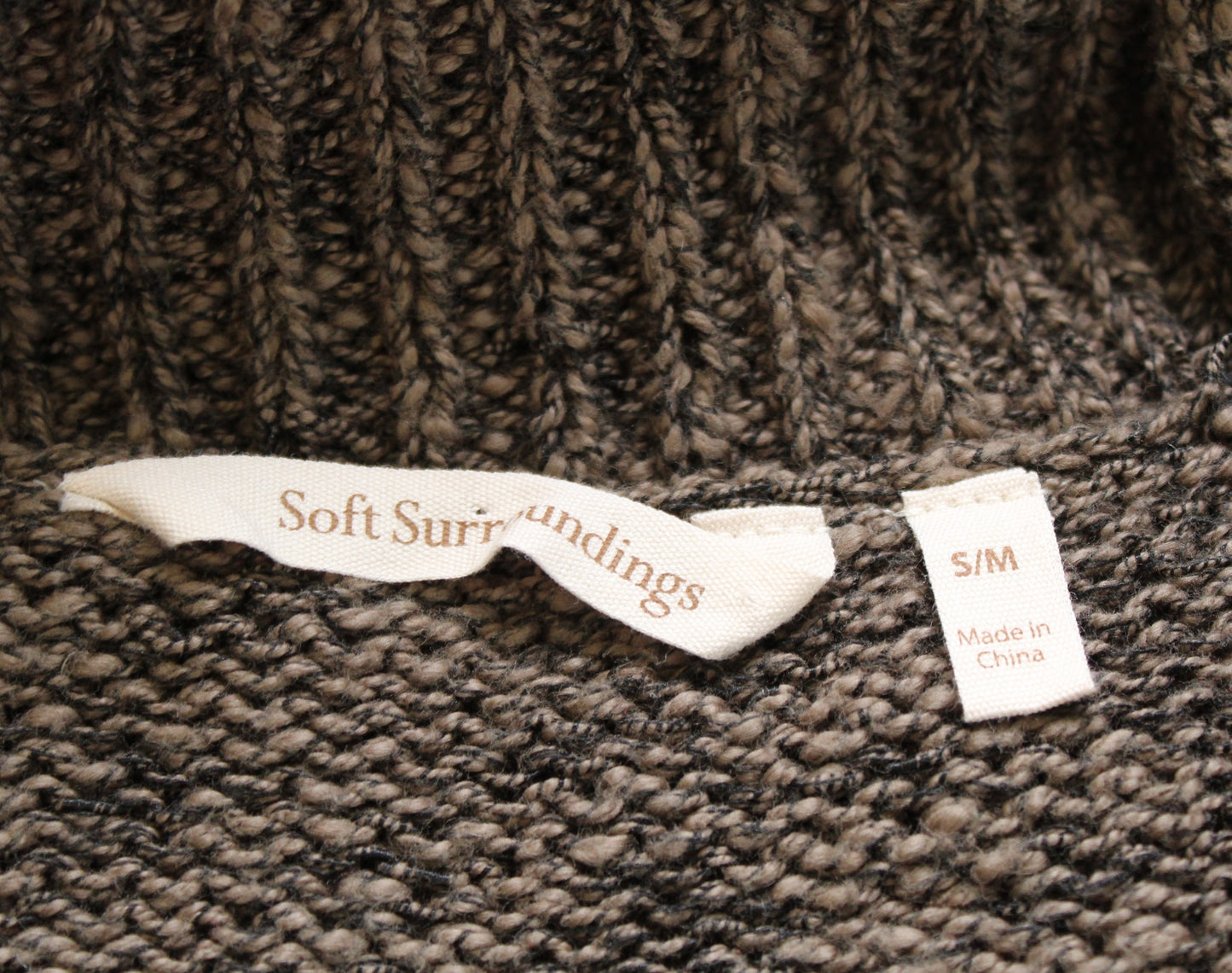 Soft Surroundings Green / Brown Poncho Wrap Front Style Cardigan Sweater S / M