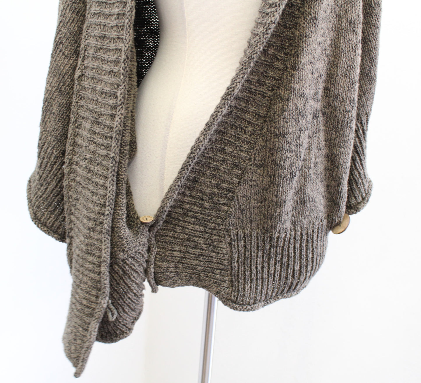 Soft Surroundings Green / Brown Poncho Wrap Front Style Cardigan Sweater S / M