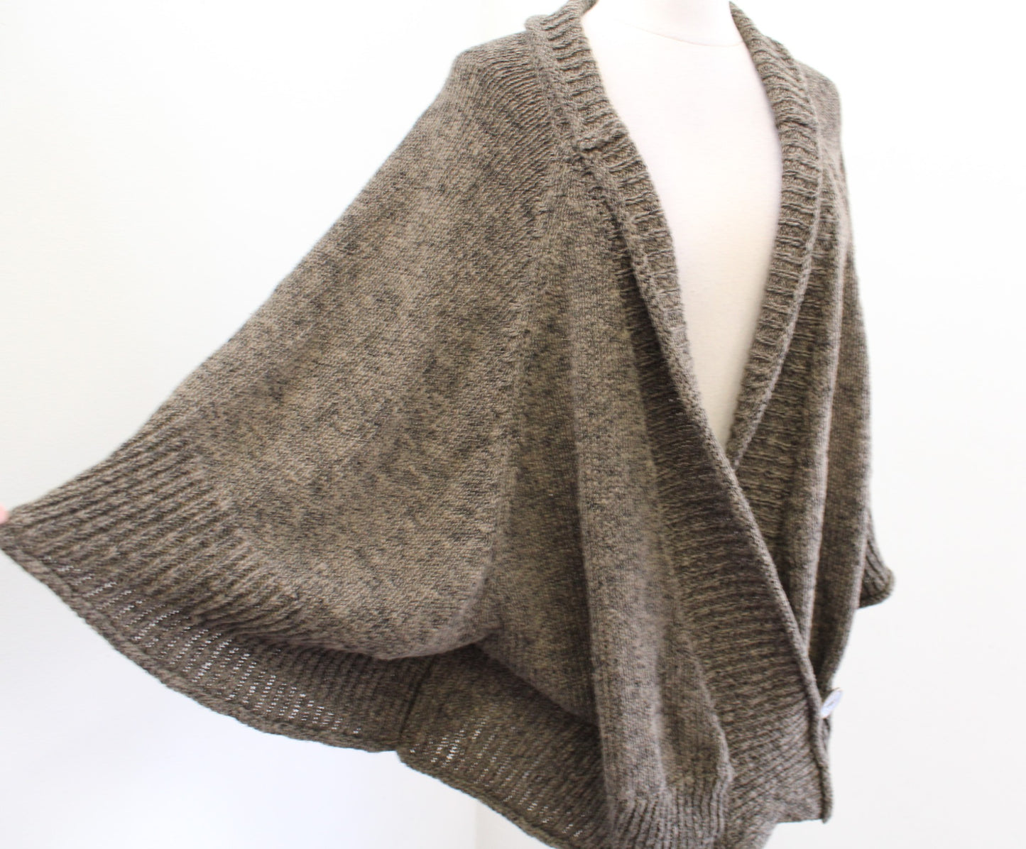 Soft Surroundings Green / Brown Poncho Wrap Front Style Cardigan Sweater S / M
