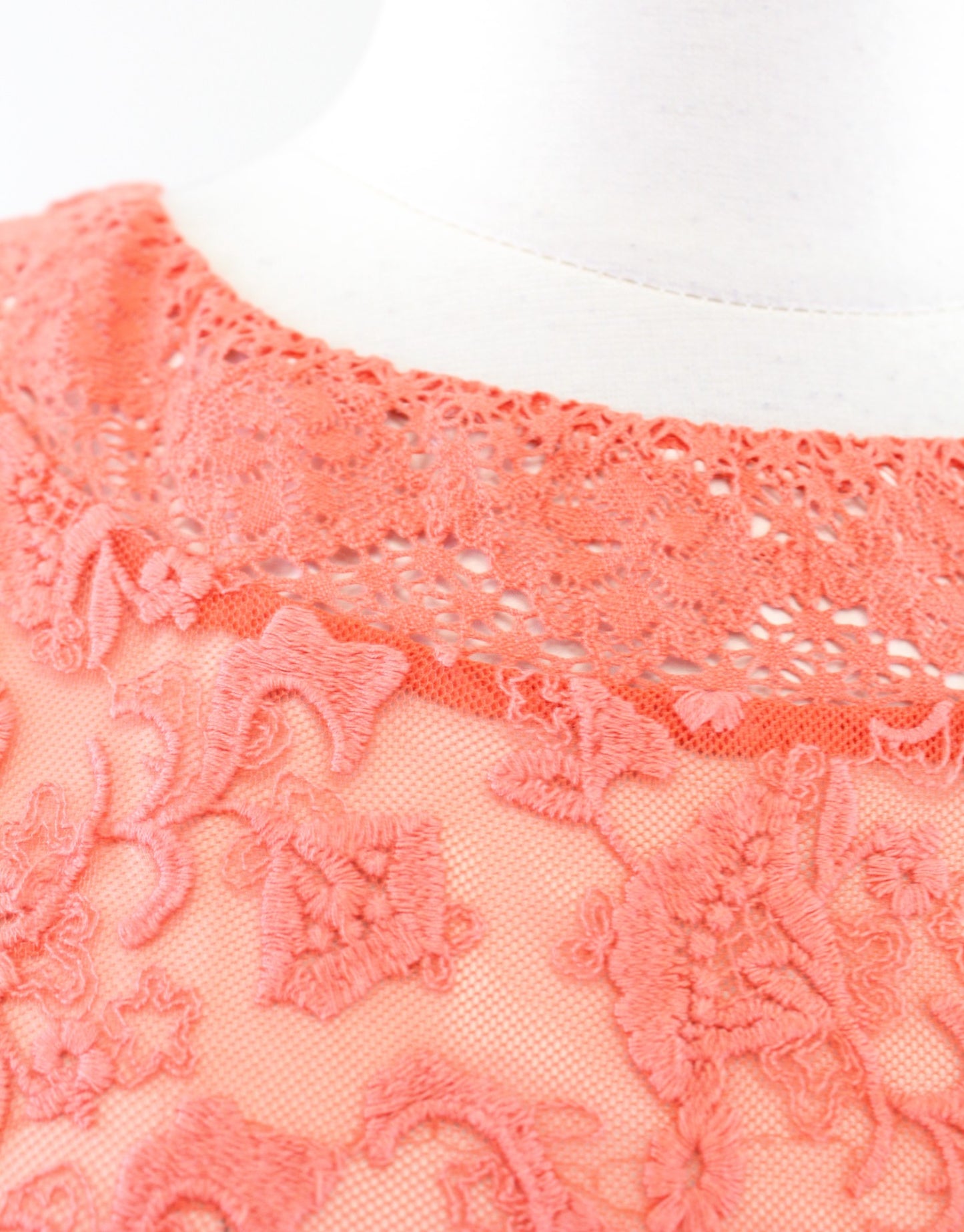 Sundance Catalog Emma Orange Embroidered Mesh Lace Dress Size 6 Flare A Line