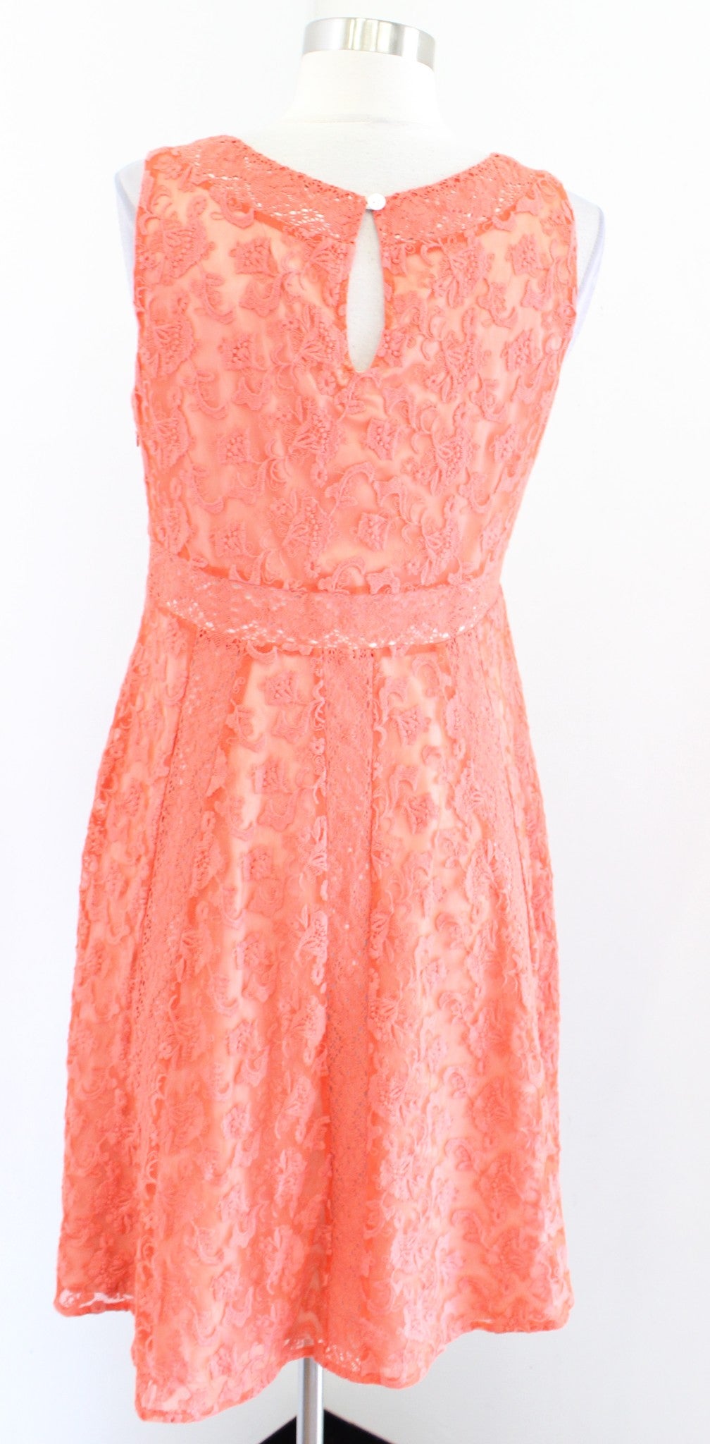 Sundance Catalog Emma Orange Embroidered Mesh Lace Dress Size 6 Flare A Line