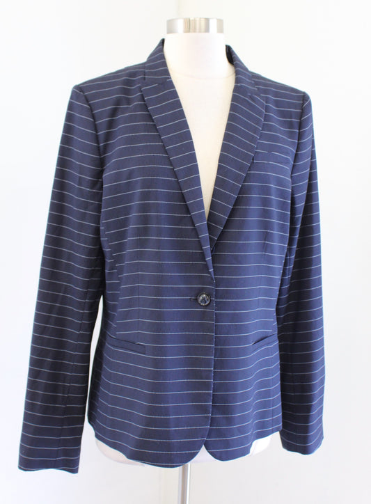 NWT Banana Republic Classic Blazer Navy Blue White Striped Pinstripe Jacket 14