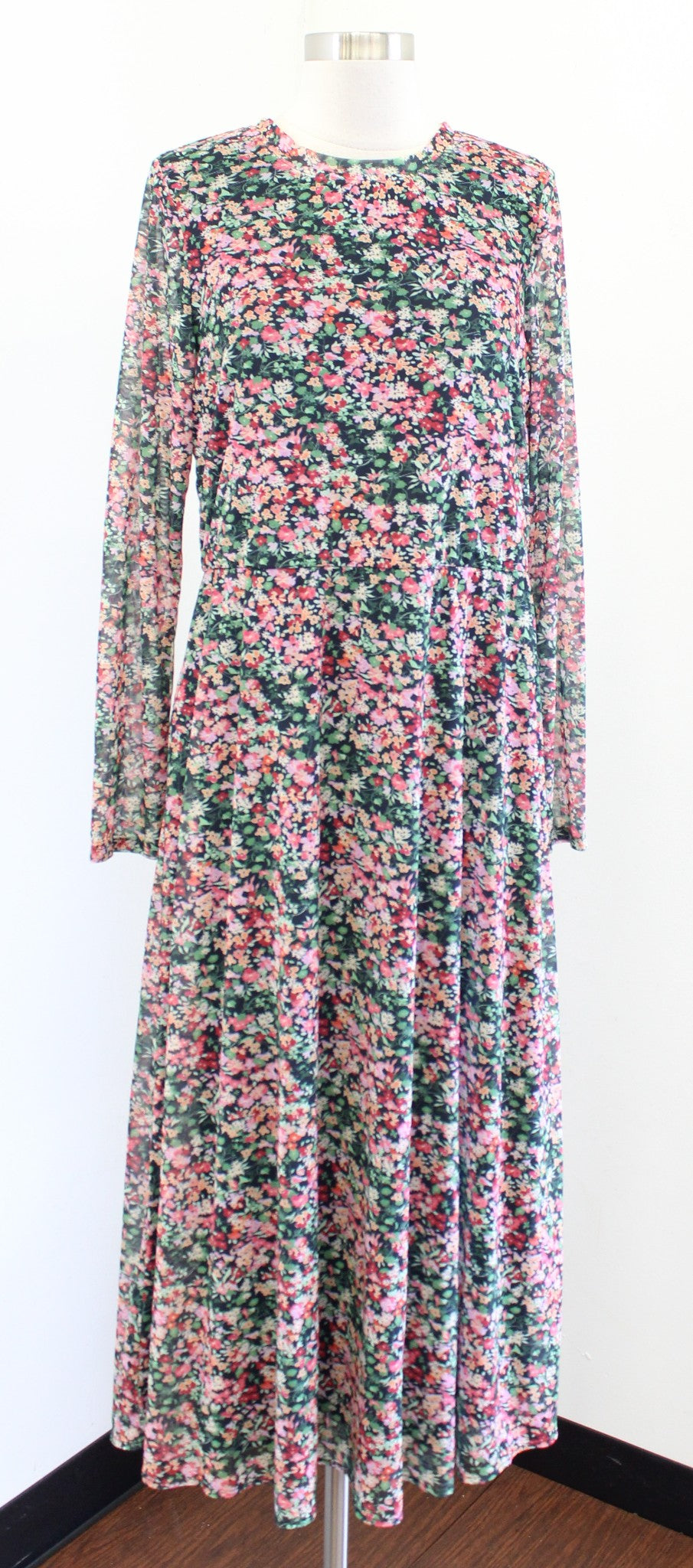 Eva Franco Anthropologie Fiona Mesh Multi Color Floral Midi Maxi Dress Size M