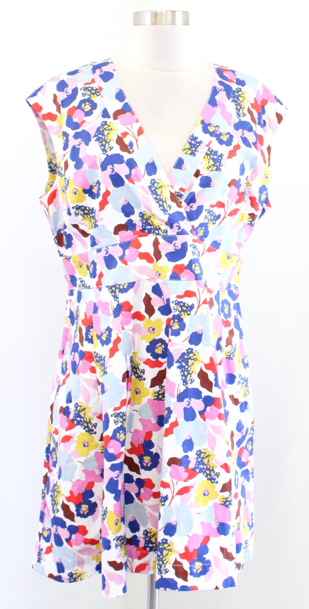 Boden Clemmie Ivory Peony Burst Floral Print A Line Dress Size US 12P V Neck