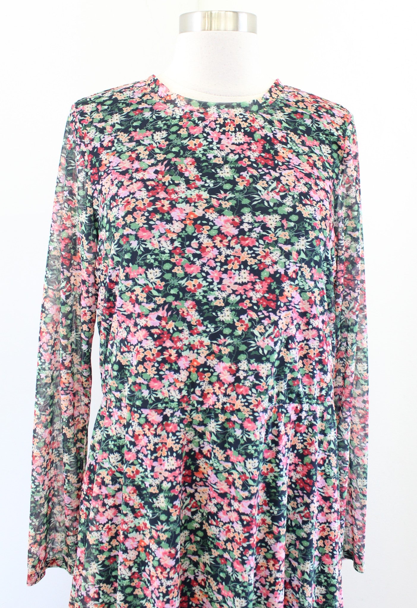 Eva Franco Anthropologie Fiona Mesh Multi Color Floral Midi Maxi Dress Size M