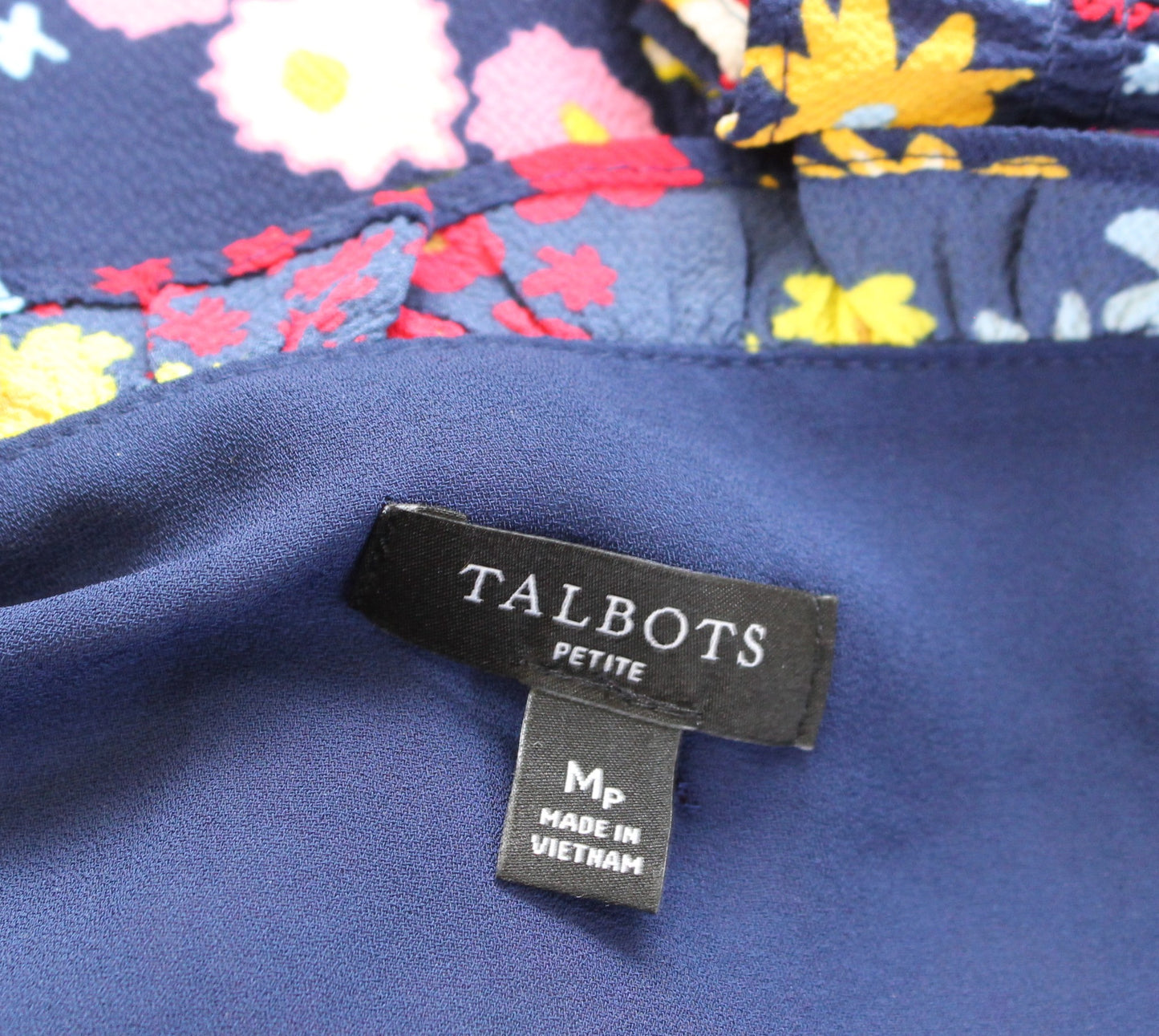 Talbots Blue Colorful Starburst Floral Print Smocked A Line Flare Dress Sz PM MP