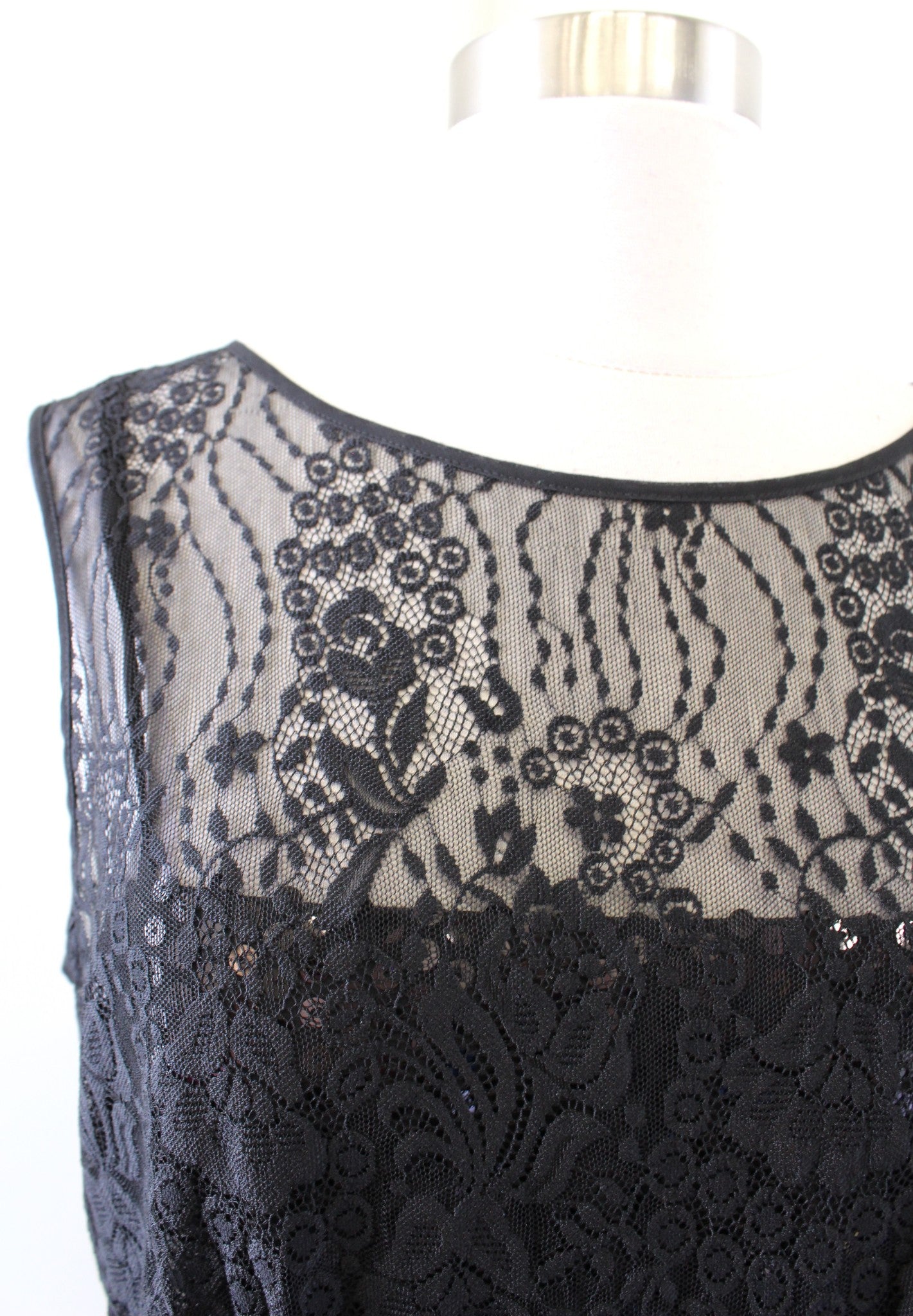 Tahari ASL Levine Black Lace Sequin Illusion Bow Cocktail Party Sheath Dress 6