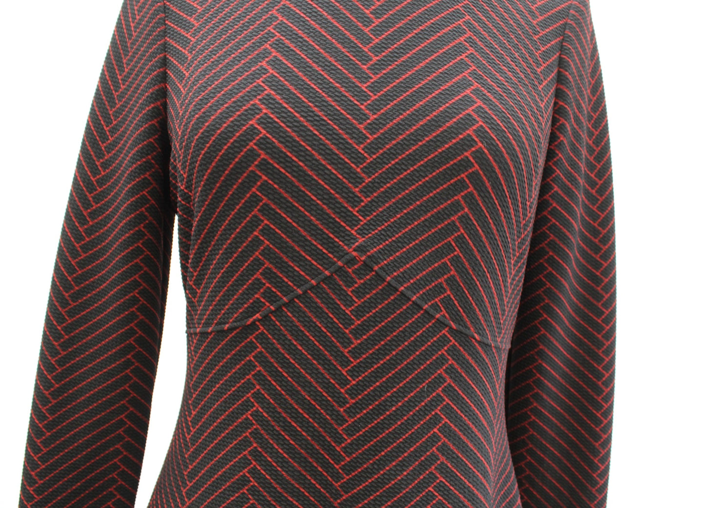 Ivanka Trump Black Red Mock Neck Geometric Print A Line Dress Size 4 Retro