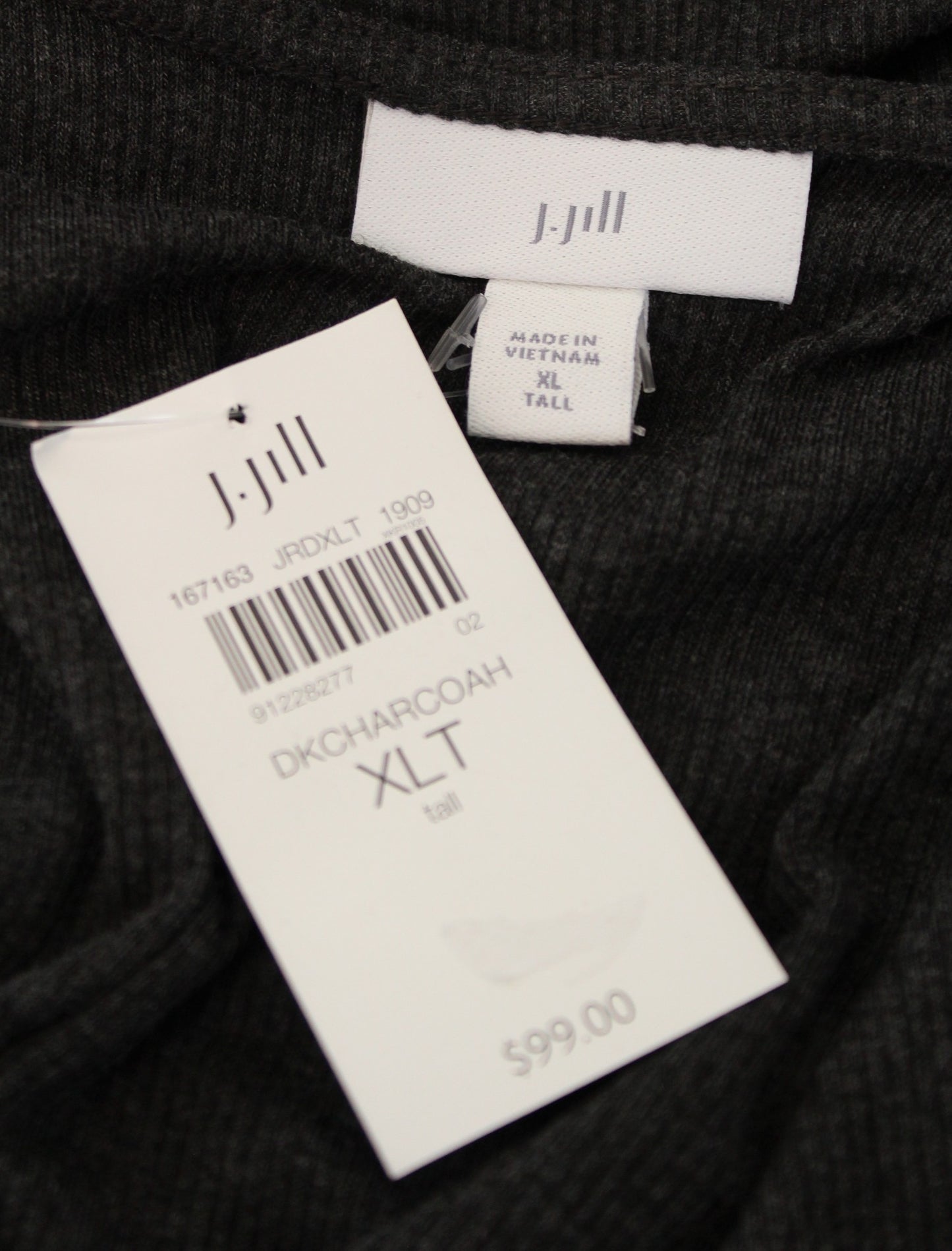 NWT New J Jill Charcoal Gray Ribbed Knit Midi Wrap Dress Size XL Tall XLT