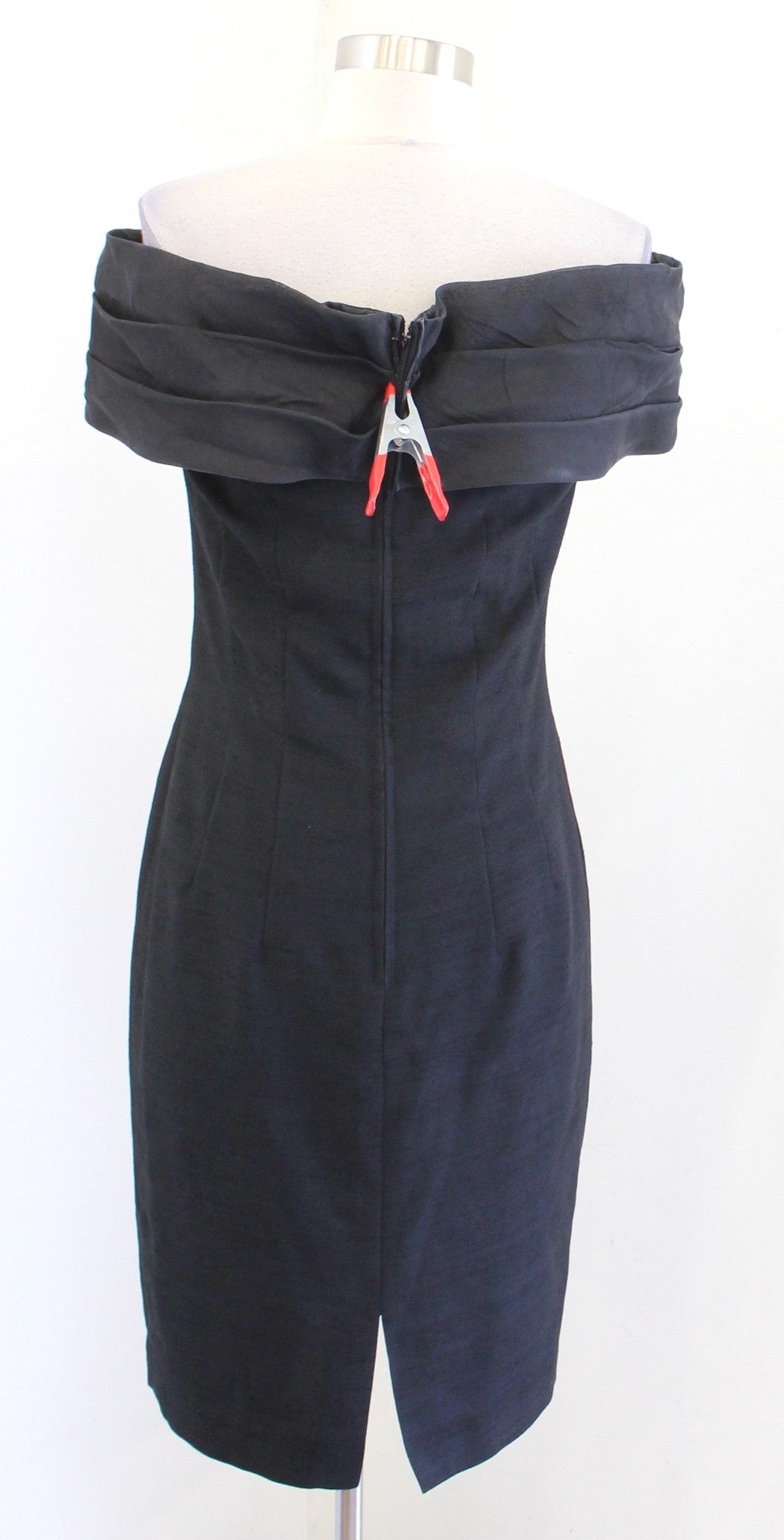 Vtg 90s Black Off the Shoulder Big Bow Accent Cocktail Party Dress Size 4