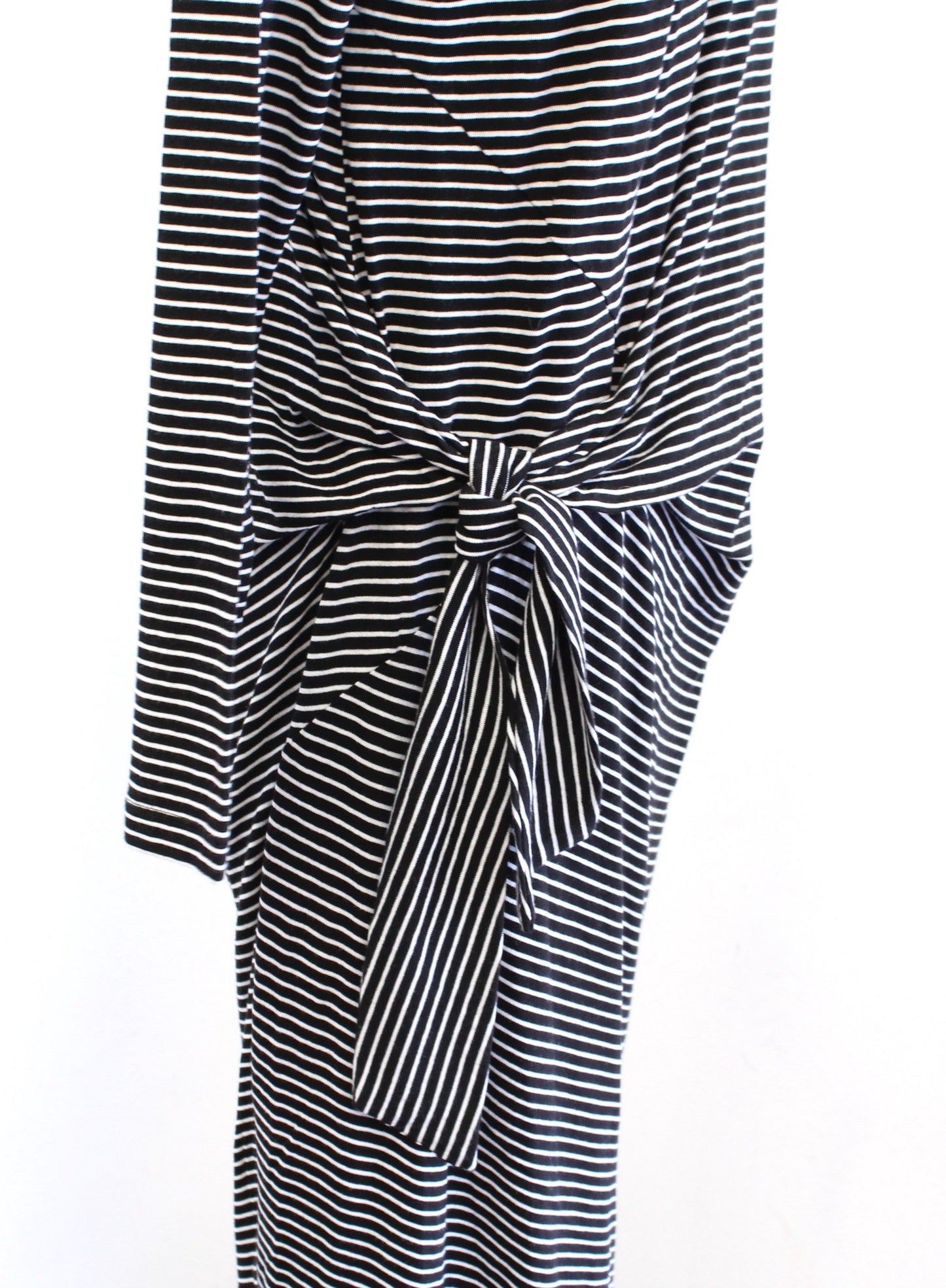 NWT Vince Black White Striped Side Tie Long Sleeve T Shirt Tee Dress Size S Knit