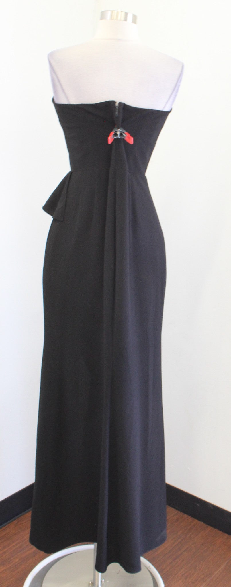 Dress the Population Kai Black Strapless Ruffle Slit Gown Maxi Formal Dress Sz M