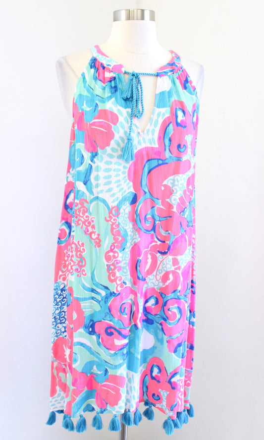 NWT Lilly Pulitzer Roxi Im So Jelly Coral Reef Dress Size S Tassel Trim Shift