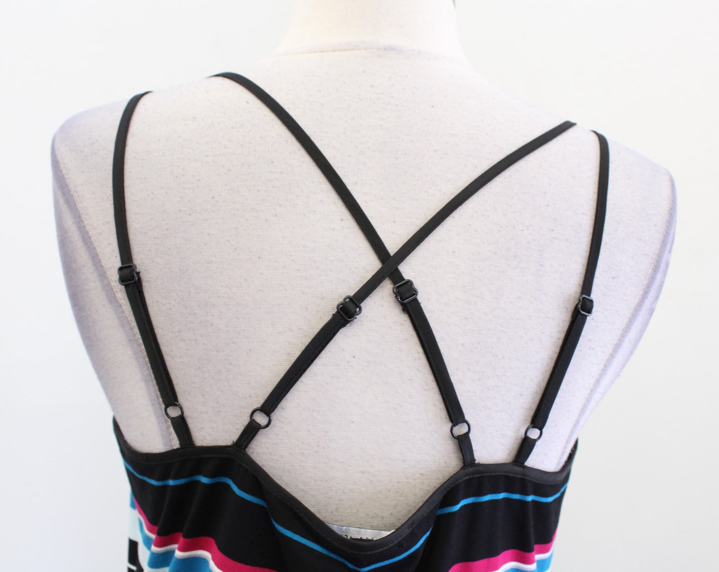 NWT White House Black Market Black Knit Striped Strappy Maxi Dress Size M Blue