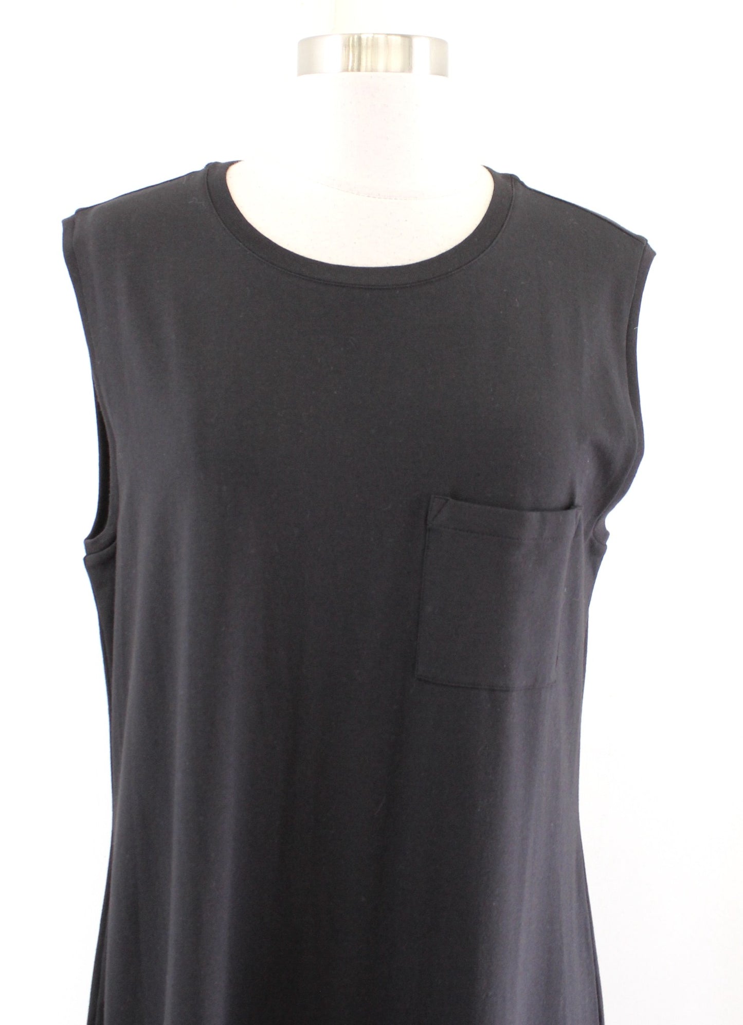 Theory Womens Solid Black Soft Knit Muscle T Shirt Midi Dress Size L Casual