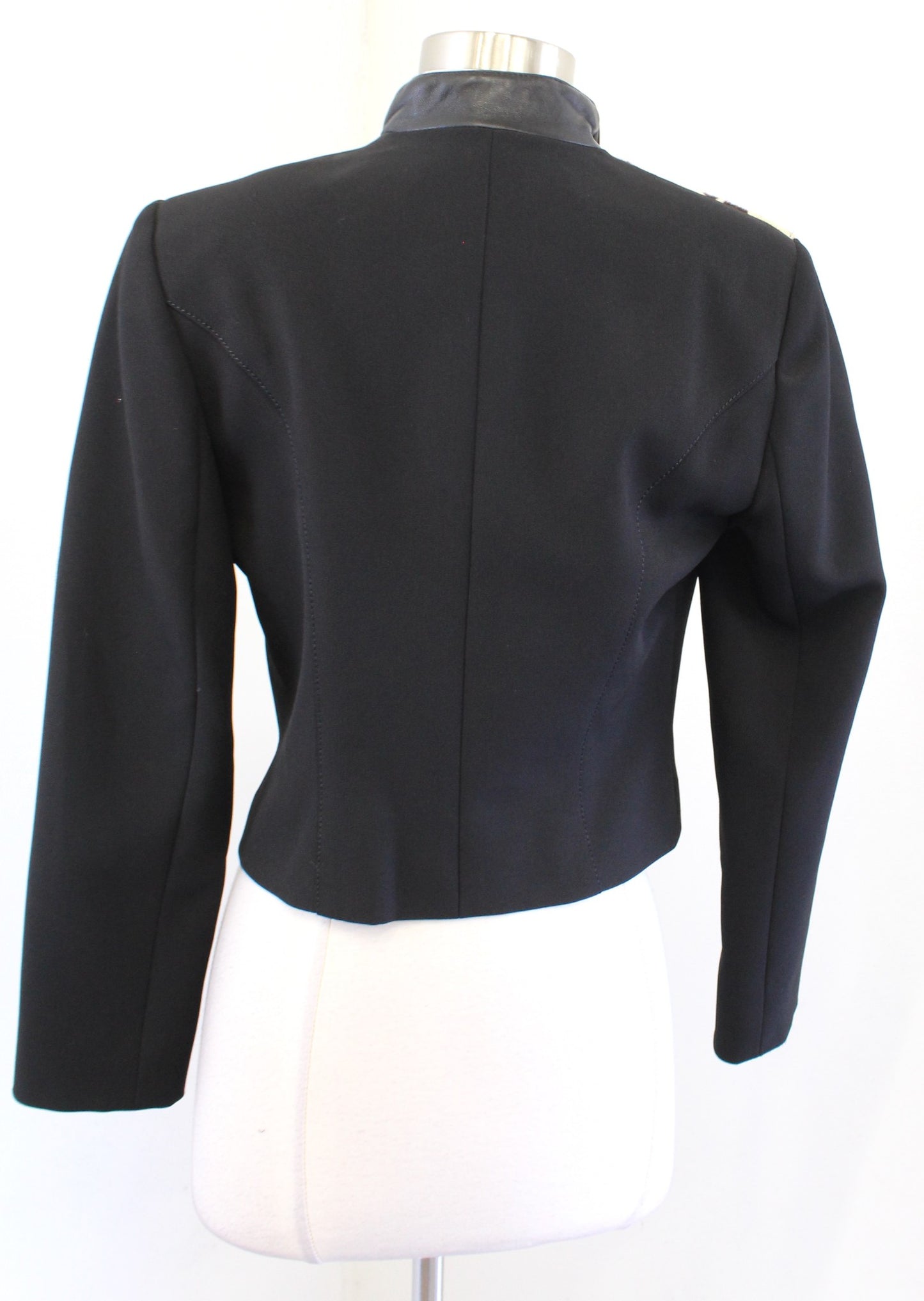 Vtg Alberto Makali Black Goat Hair Leather Zip Front Crop Moto Jacket Size 4