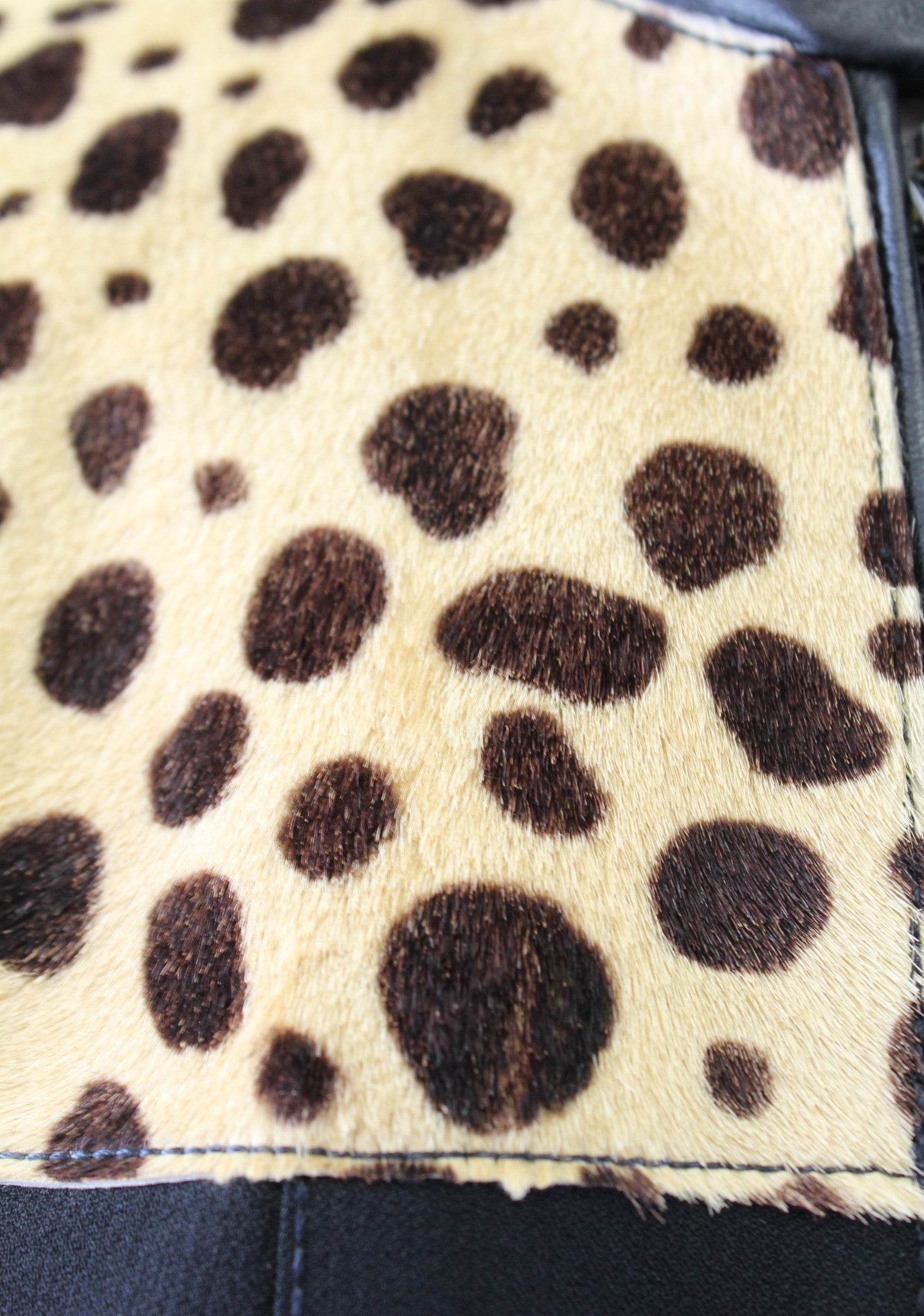 Vtg Alberto Makali Black Goat Hair Leather Zip Front Crop Moto Jacket Size 4