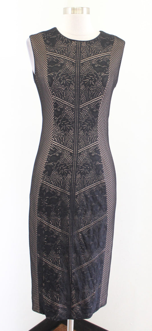 Dress the Population Tori Black Lace Illusion Sheath Dress Size S Cocktail Party