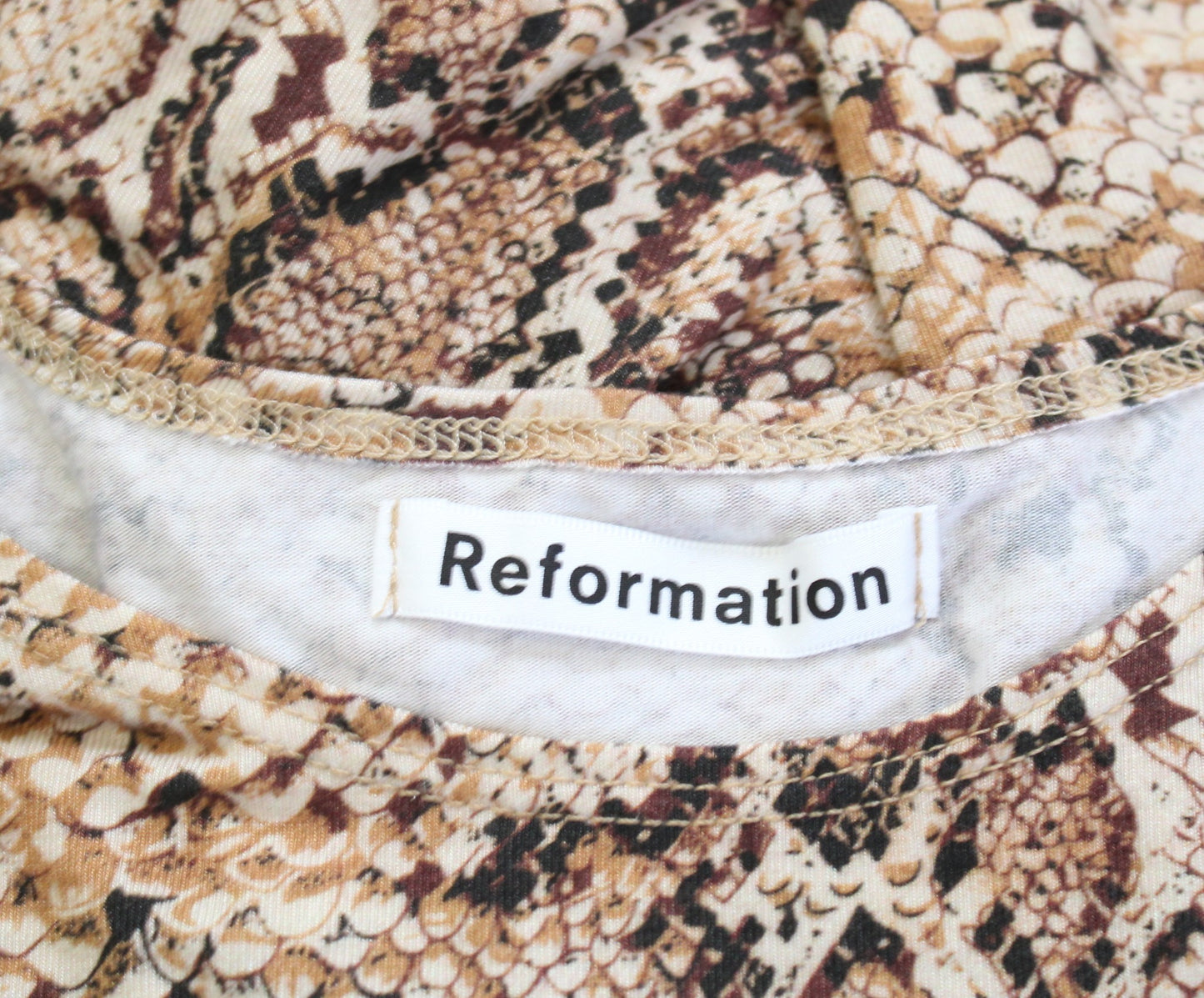 Reformation Long Sleeve Snakeskin Print Fitted Mini Tee Style Dress Size S