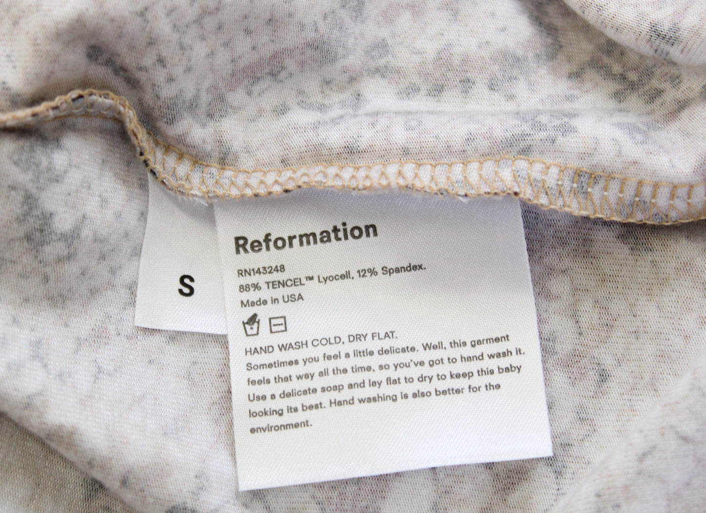 Reformation Long Sleeve Snakeskin Print Fitted Mini Tee Style Dress Size S