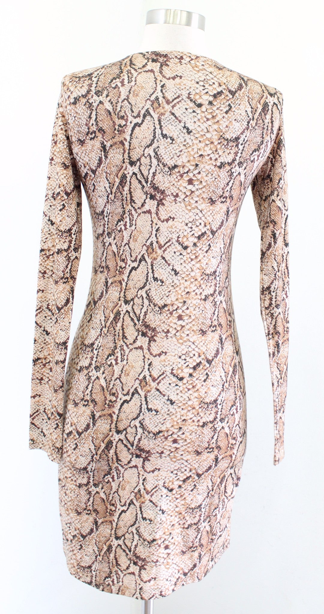 Reformation Long Sleeve Snakeskin Print Fitted Mini Tee Style Dress Size S