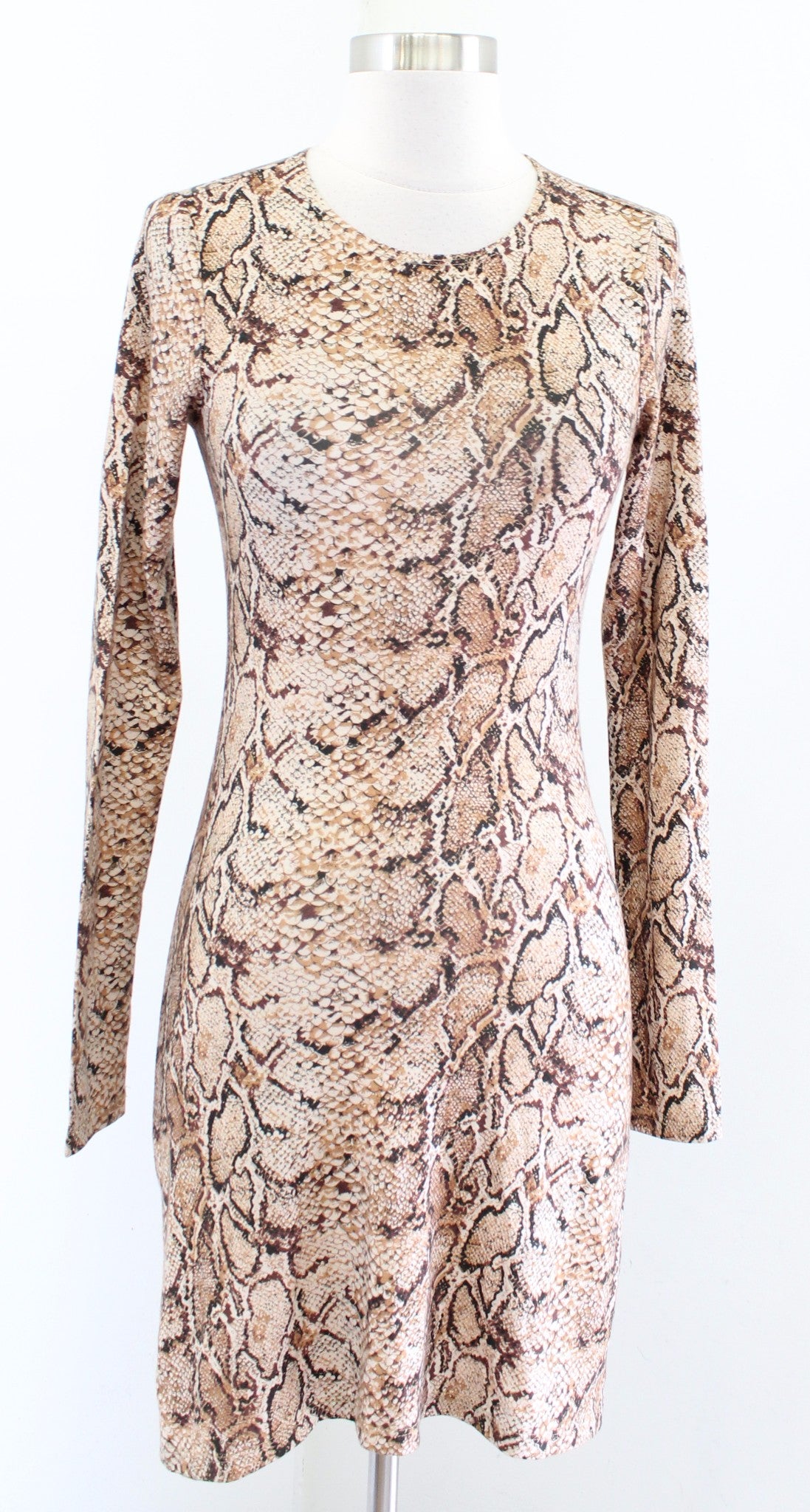 Reformation Long Sleeve Snakeskin Print Fitted Mini Tee Style Dress Size S