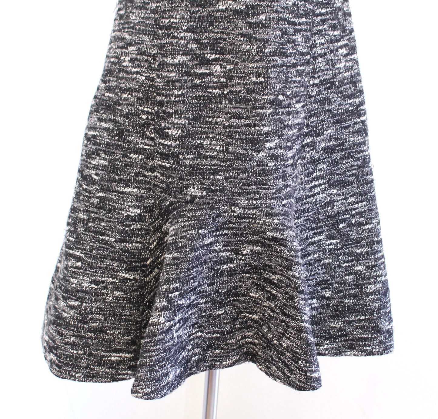 J Crew Black Gray White Mixed Tweed Panel Fit and Flare Flounce Dress Size 4