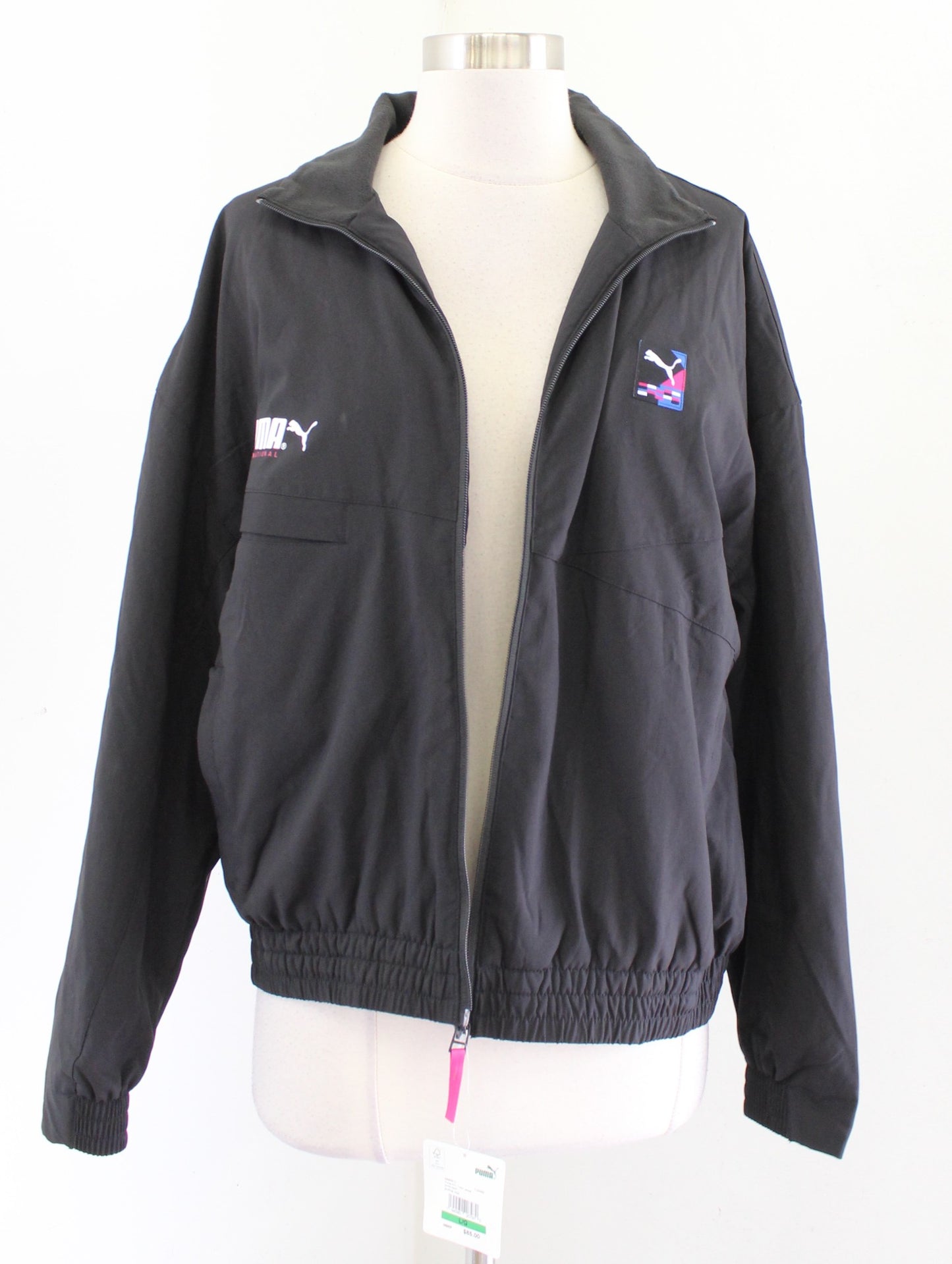 NWT Puma International Womens Black Fleece Lined Track Jacket Size L Winterized