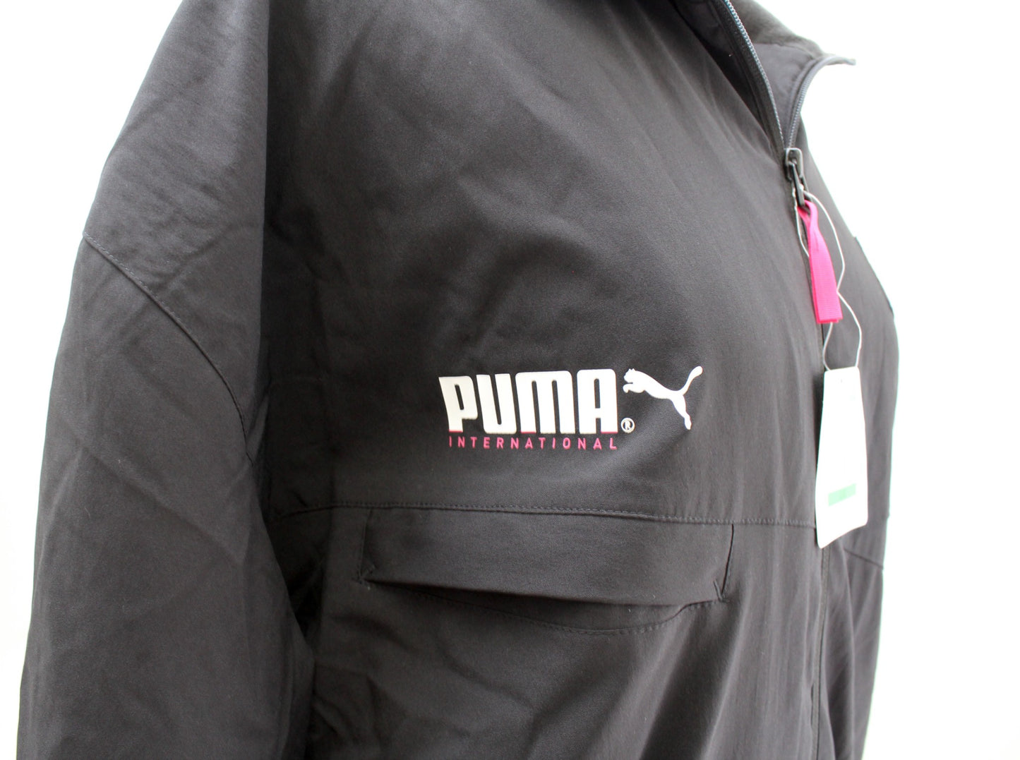 NWT Puma International Womens Black Fleece Lined Track Jacket Size L Winterized