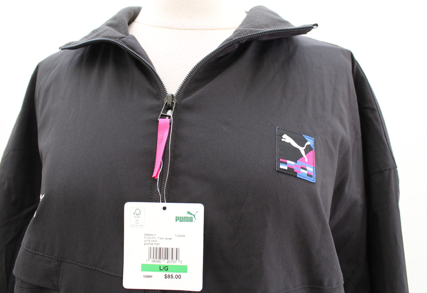 NWT Puma International Womens Black Fleece Lined Track Jacket Size L Winterized