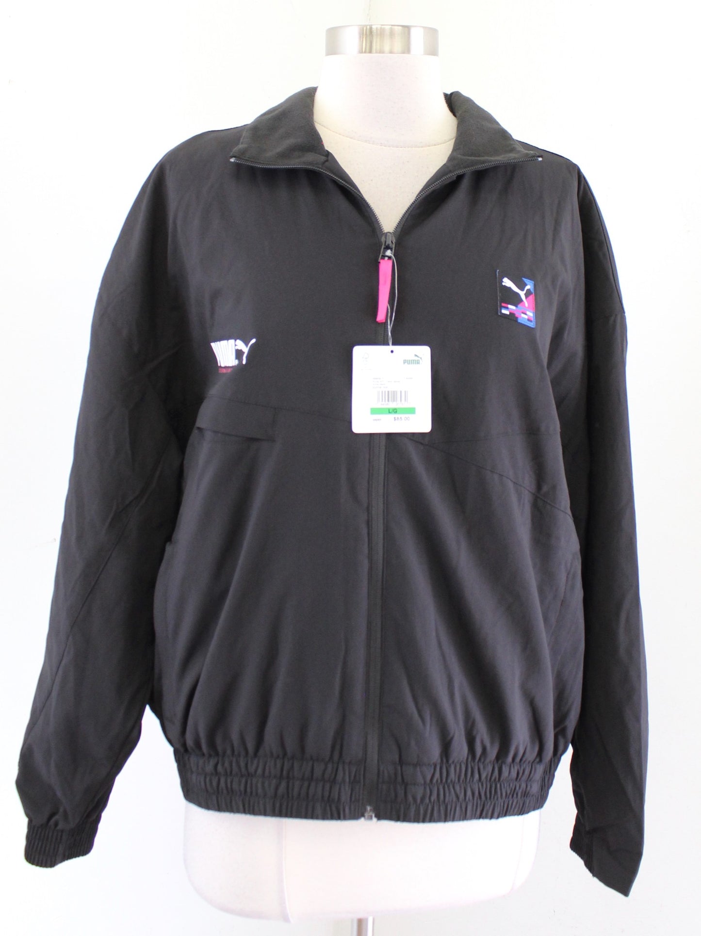NWT Puma International Womens Black Fleece Lined Track Jacket Size L Winterized