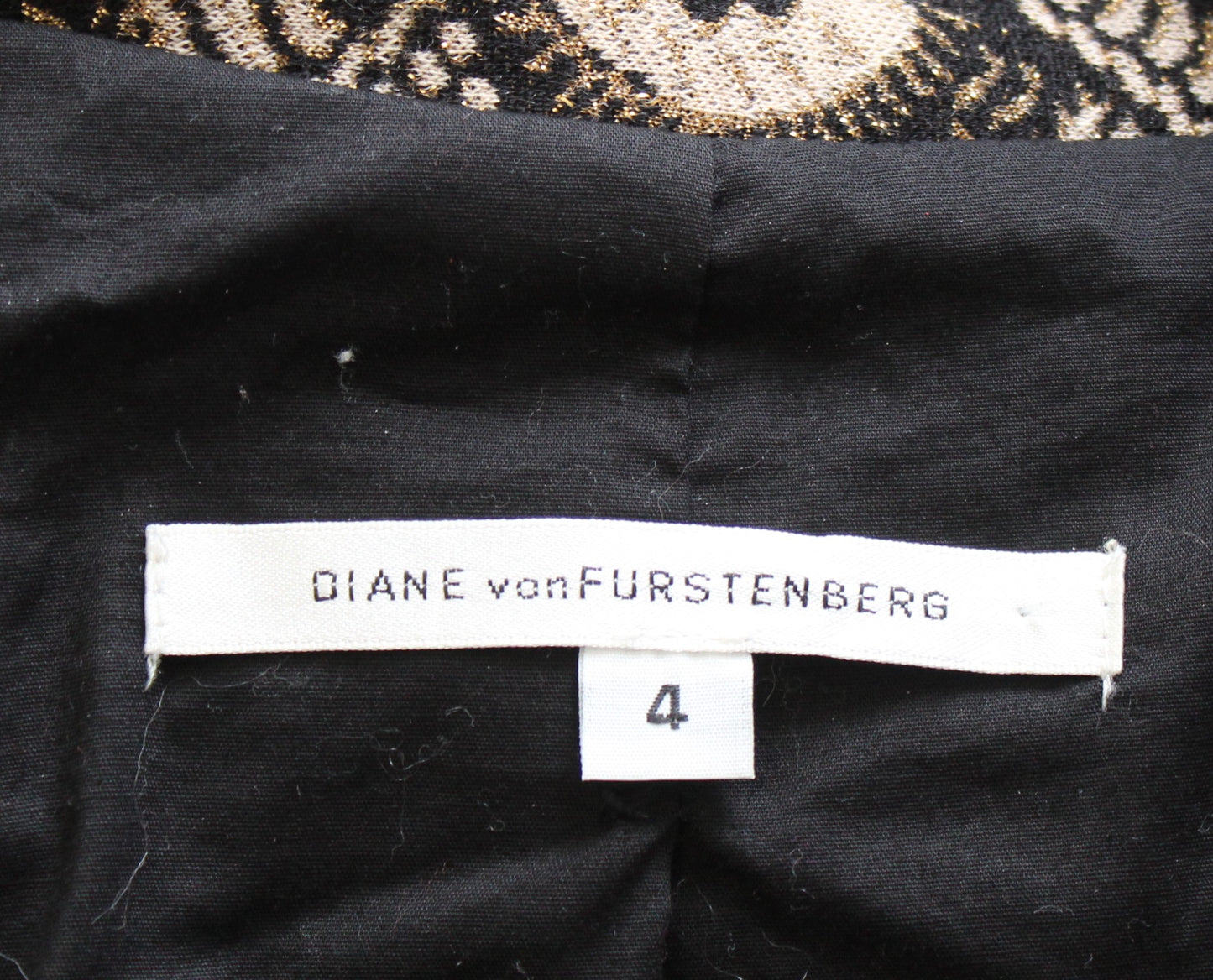 Diane Von Furstenberg Randi Wool Blend Metallic Evening Jacket Coat Size 4 Gold